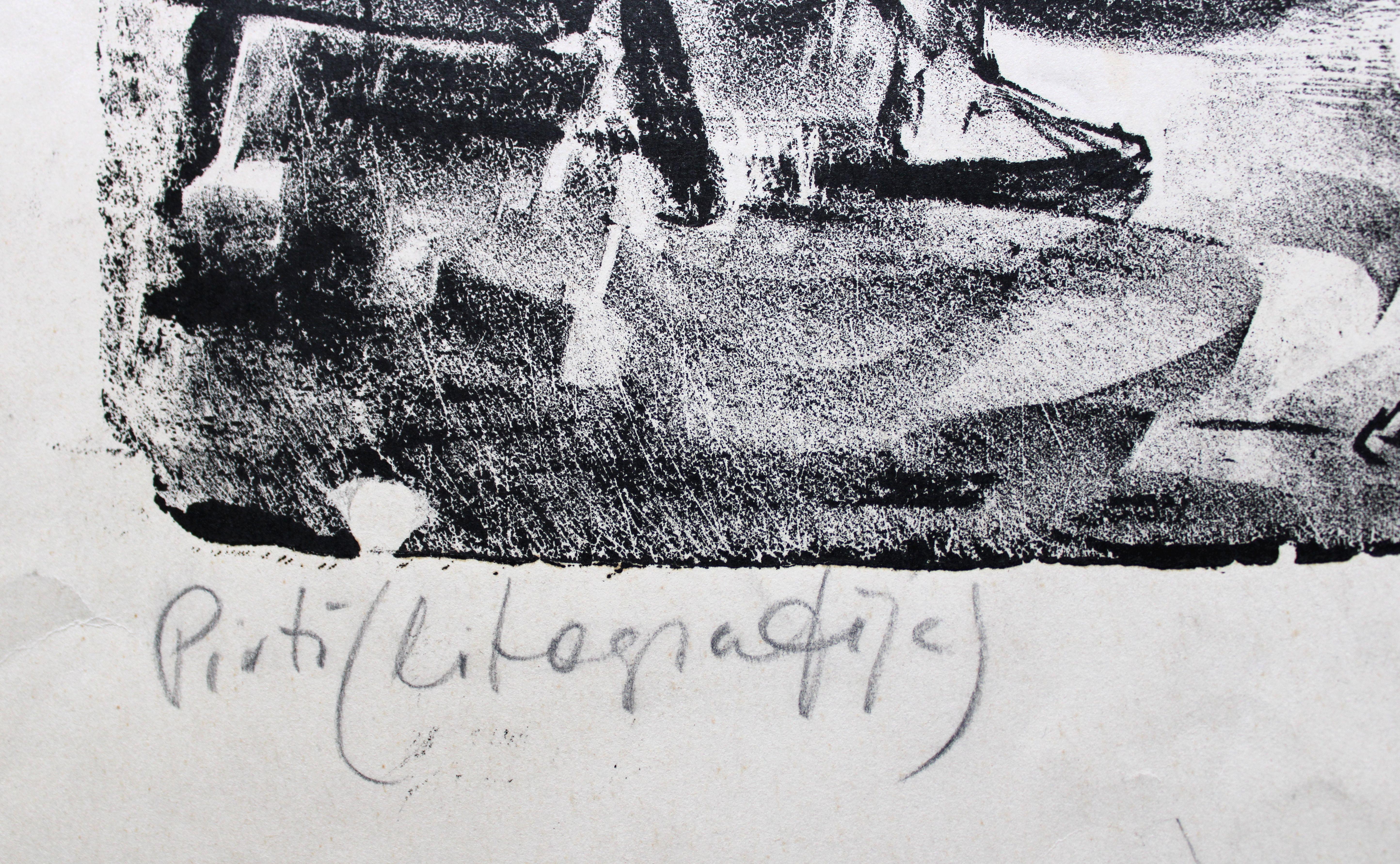 An der Sauna. 1960er Jahre, Papier, Lithografie, 38x49 cm (Realismus), Print, von Dzidra Bauma
