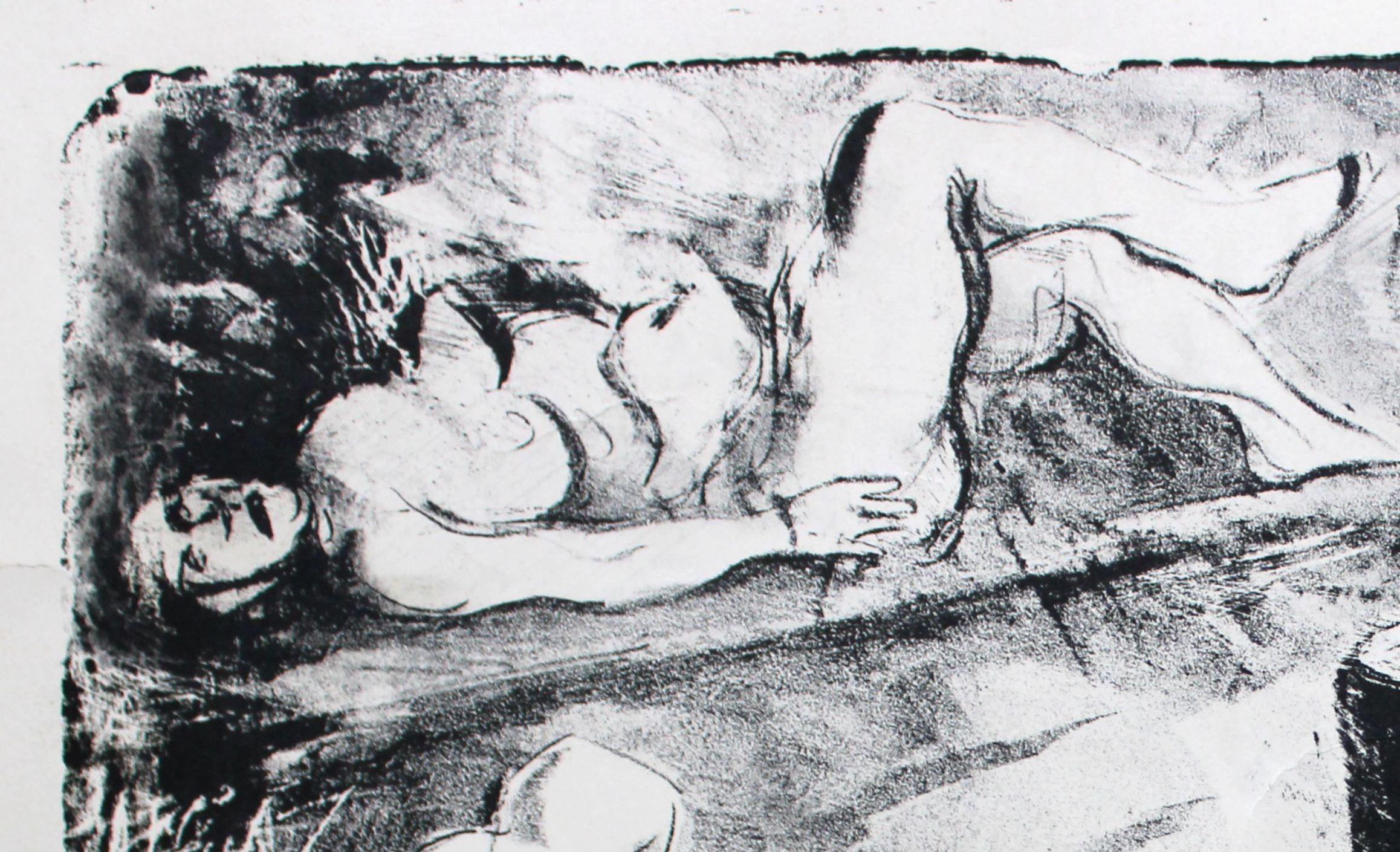 An der Sauna. 1960er Jahre, Papier, Lithografie, 38x49 cm im Angebot 1