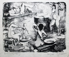 At the sauna. 1960s, paper, lithography, 38x49 cm