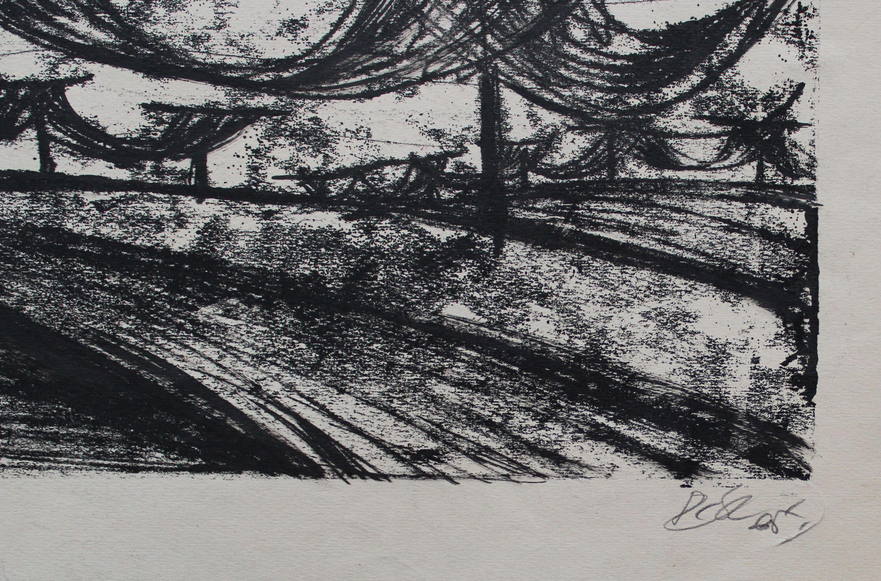 Fishing nets. 1965, paper, etching 53x66 cm - Print by Dzidra Ezergaile