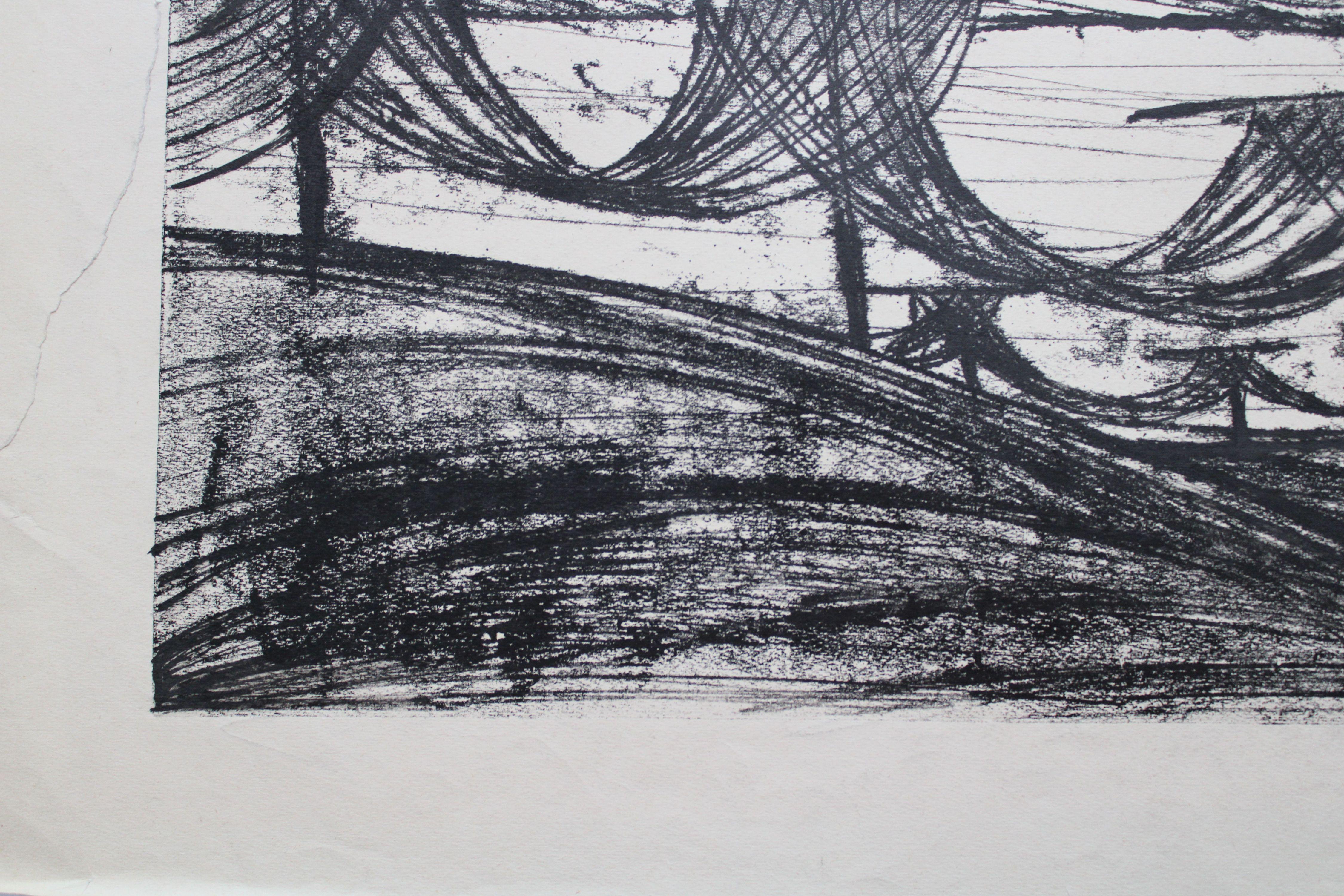 Fishing nets. 1965, paper, etching 53x66 cm - Modern Print by Dzidra Ezergaile