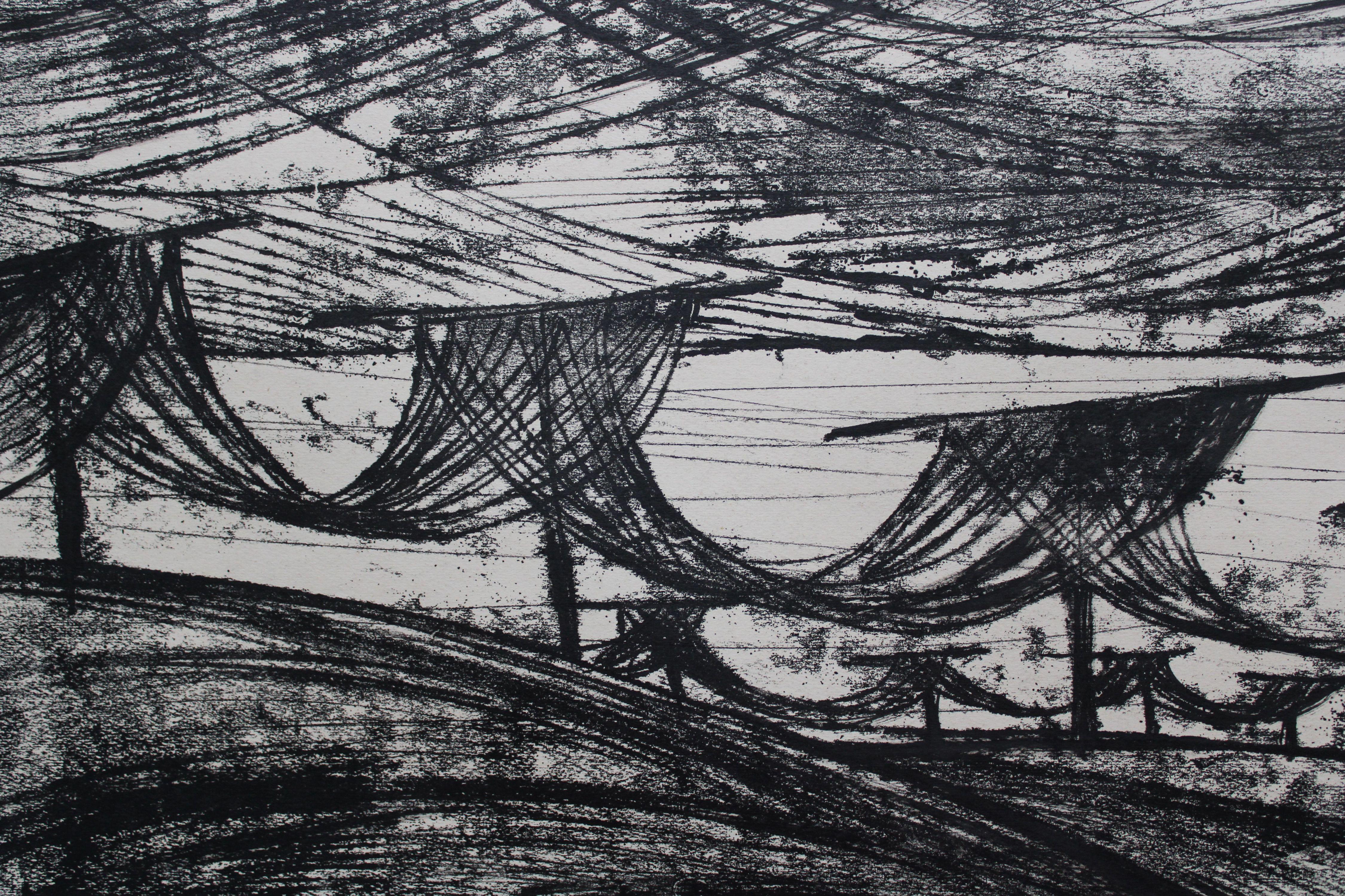 Fishing nets. 1965, paper, etching 53x66 cm For Sale 2