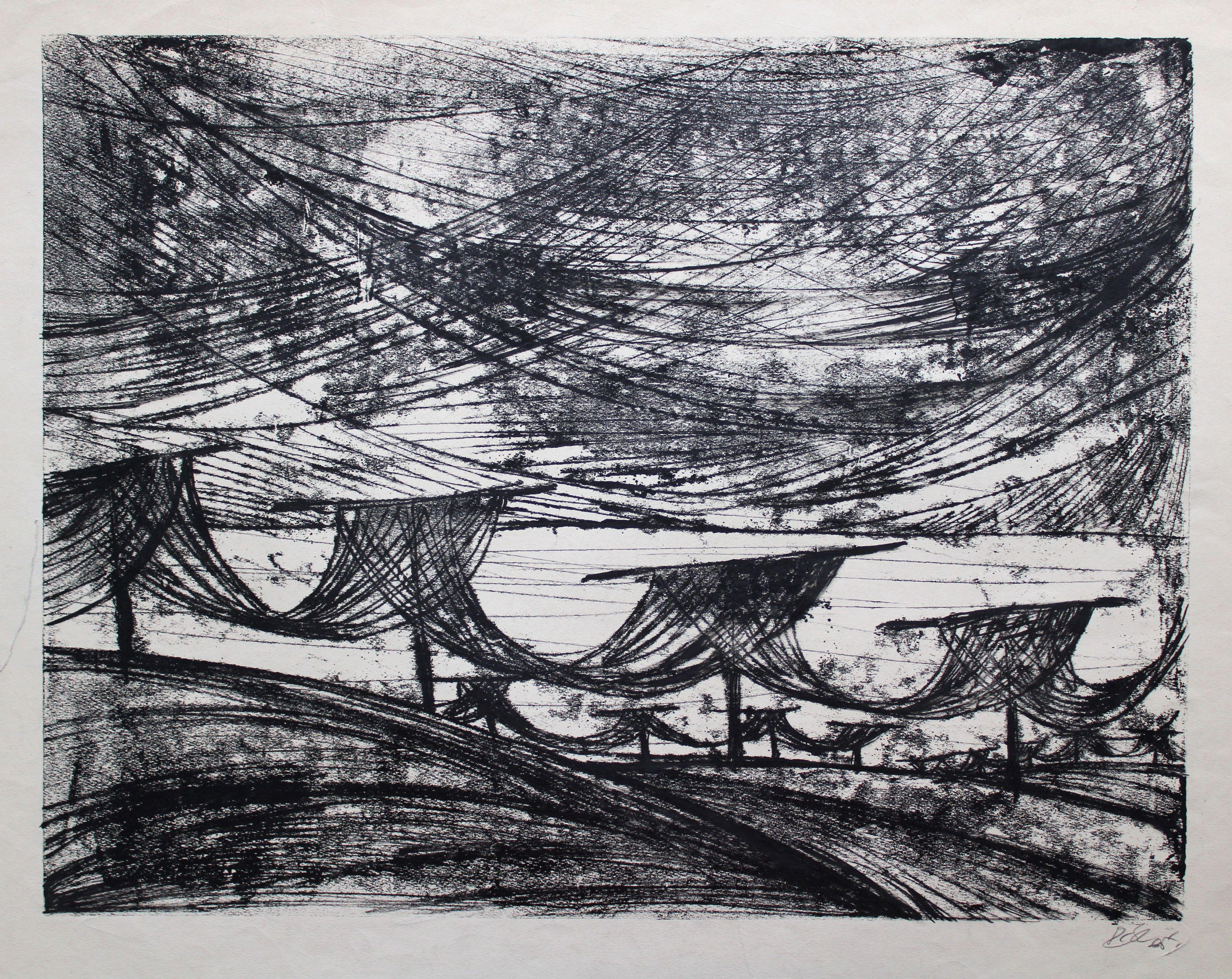 Redes de pesca. 1965, papel, aguafuerte 53x66 cm
