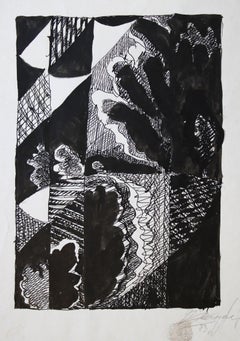 Landscape. 1983, paper, ink, 27x19 cm