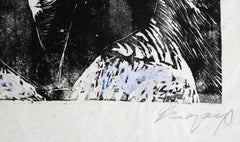 Autorretrato. Papel, linograbado, 31x21,5 cm