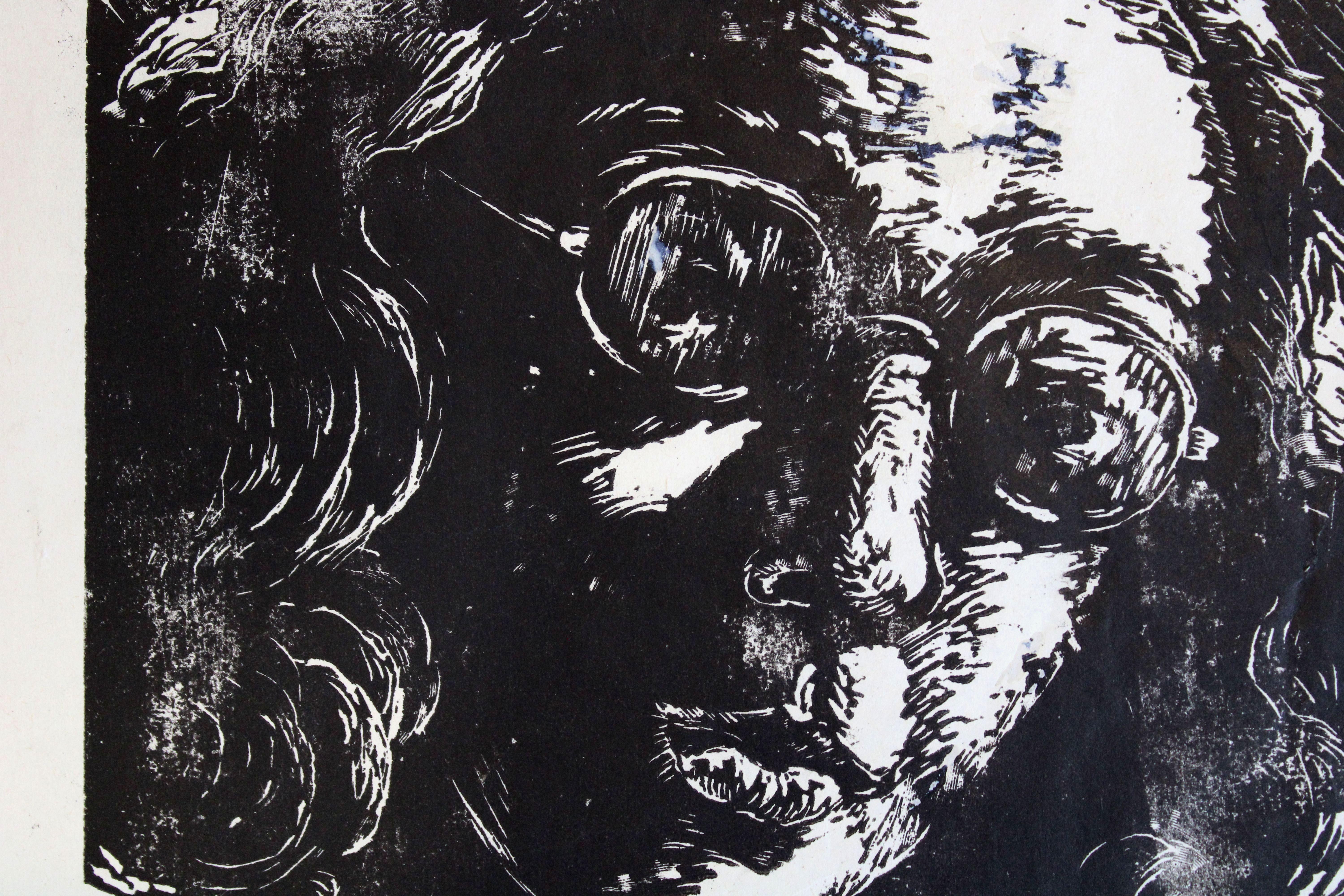 Self-portrait. Paper, linocut, 31x21.5 cm

Dzidra Ezergaile (1926-2013)
Born in Riga. School years alternate with summer work in the countryside. In 1947, she began her studies at the Faculty of Architecture of LVU, but in 1951 she transferred to