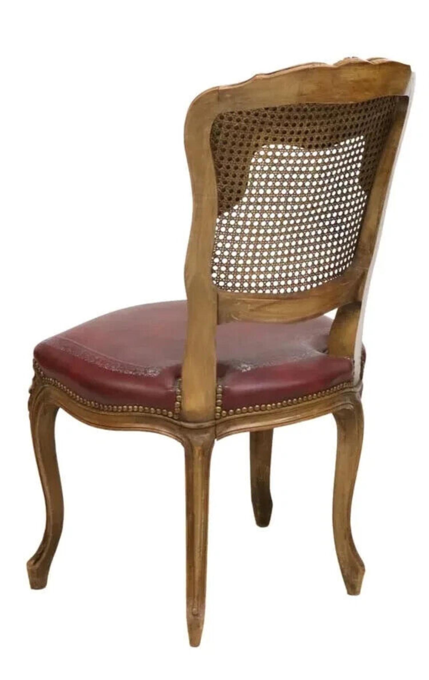 E, 1900s Antique French Louis XV Style, Caned, Walnut, Side Chairs,  Ensemble de 6 pièces Bon état - En vente à Austin, TX