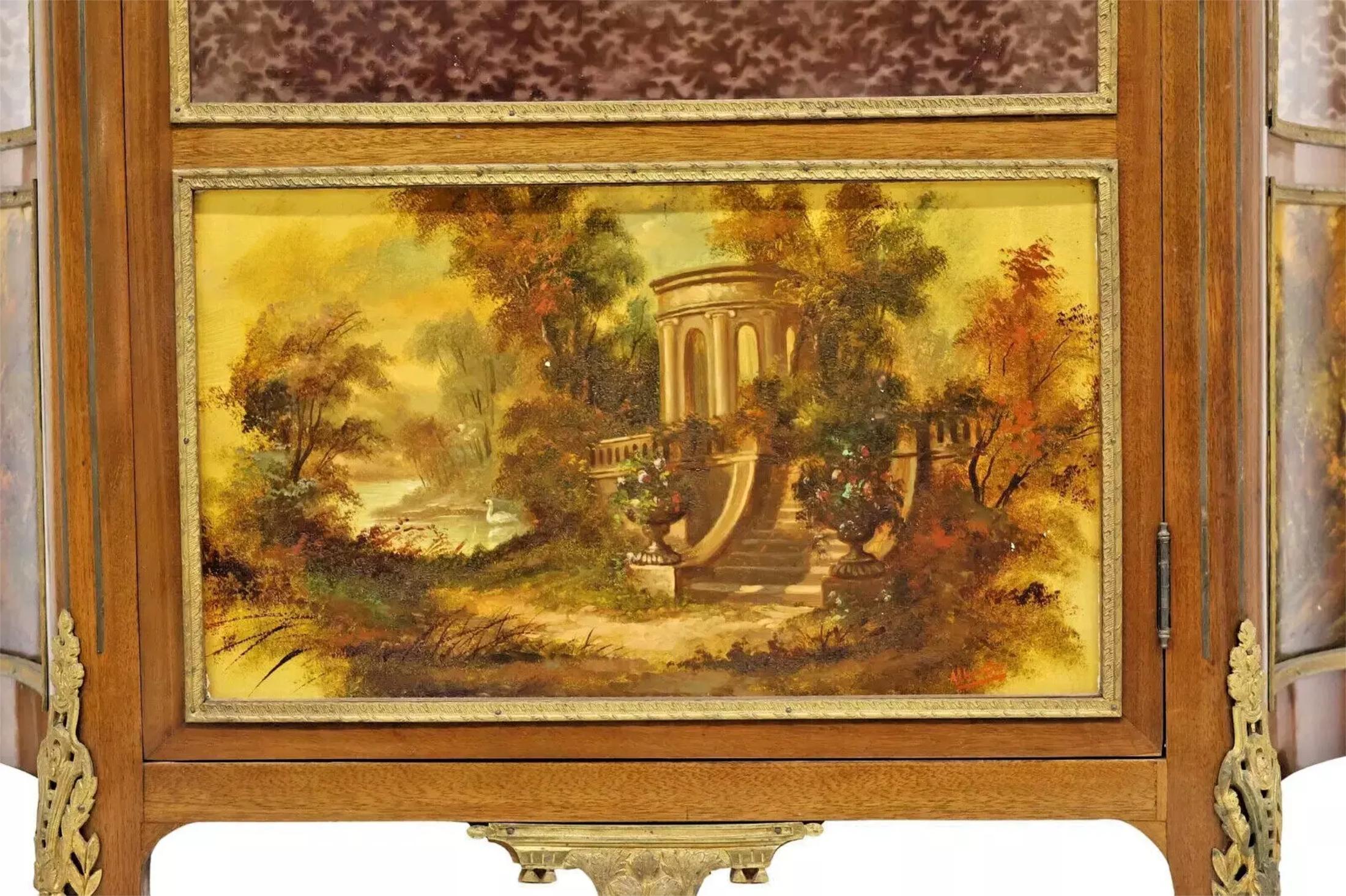 Wood E. 1900's Antique French Louis XV Style, 'Vernis Martin' Cabinet, Vitrine!! For Sale