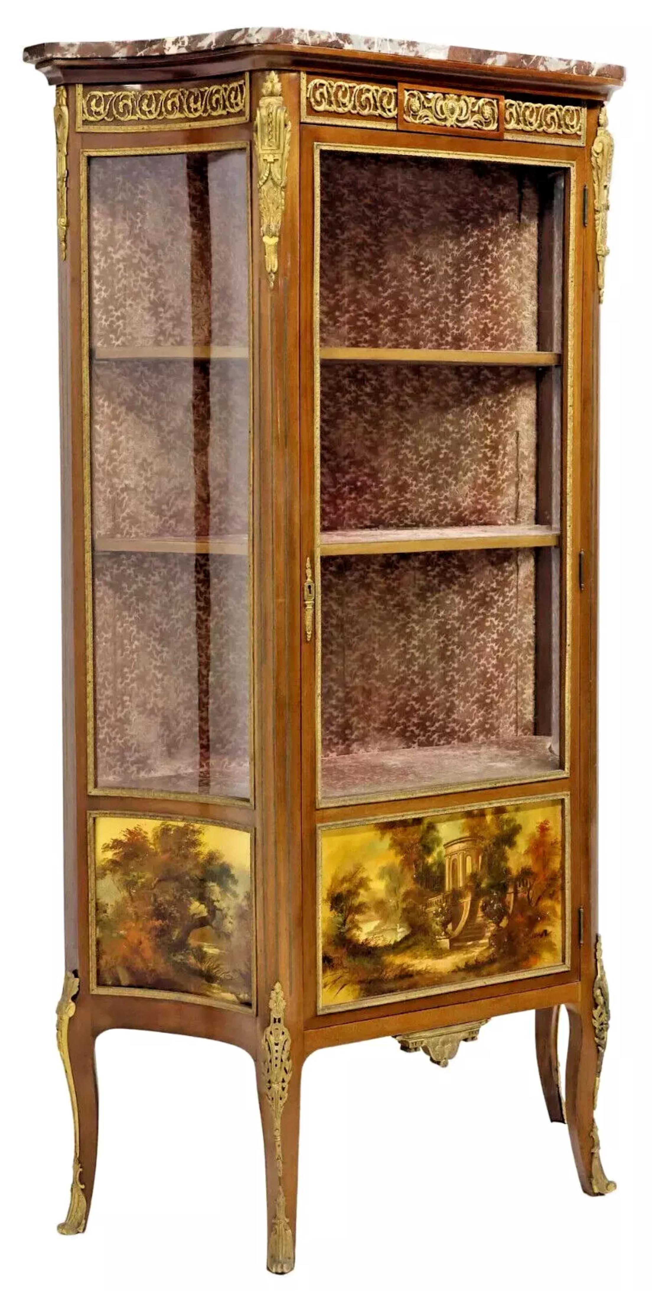 E. 1900's Antique French Louis XV Style, 'Vernis Martin' Cabinet, Vitrine!! For Sale 4