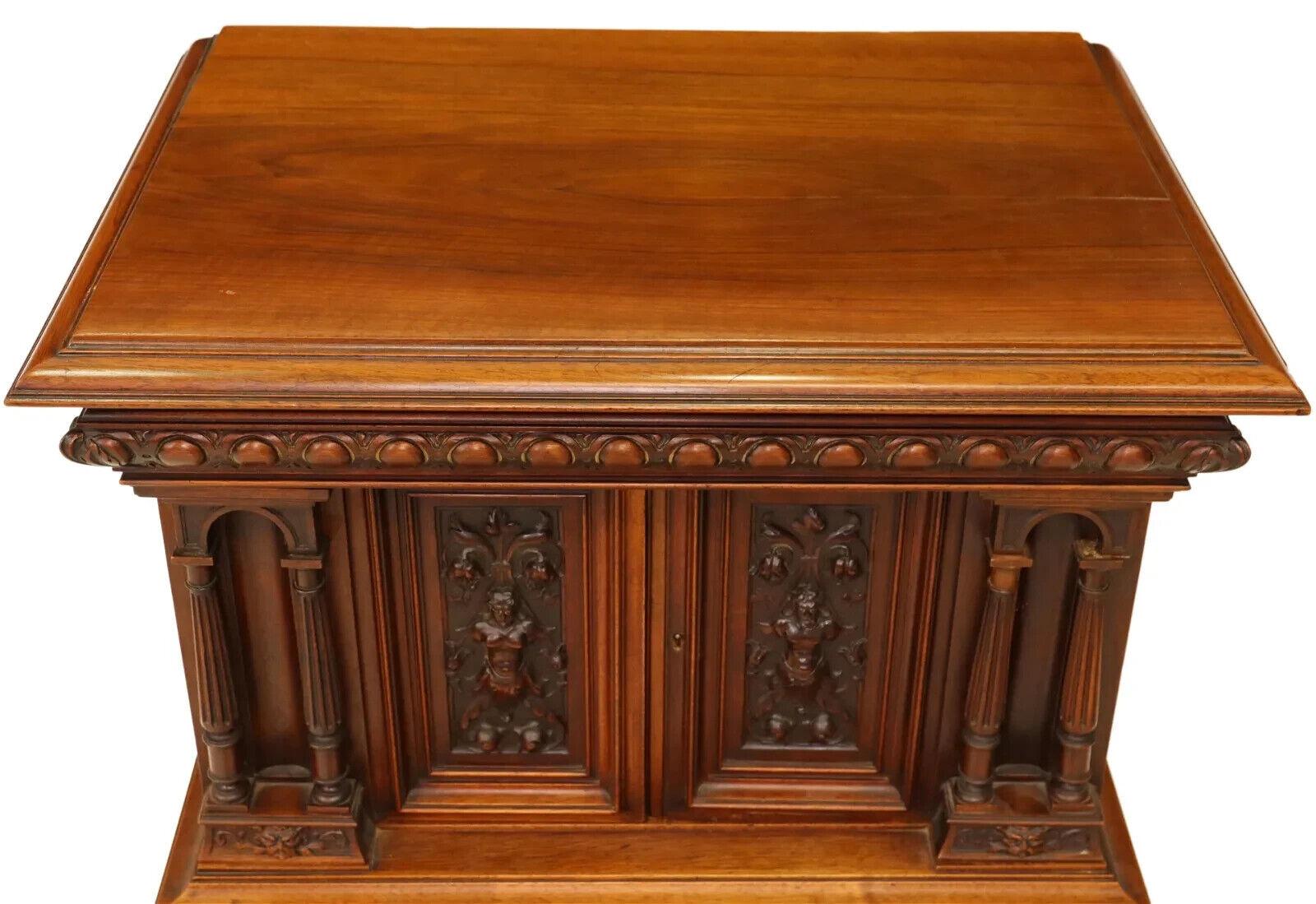 20th Century E. 1900's Antique French Neoclassical, Carved, Walnut, On Stand, Figural Cabinet For Sale