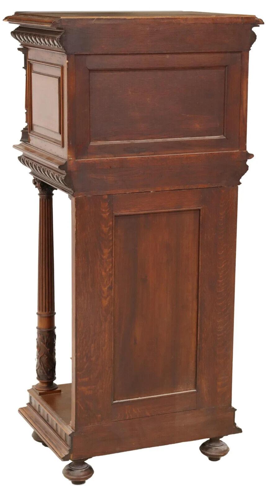 Wood E. 1900's Antique French Neoclassical, Carved, Walnut, On Stand, Figural Cabinet For Sale