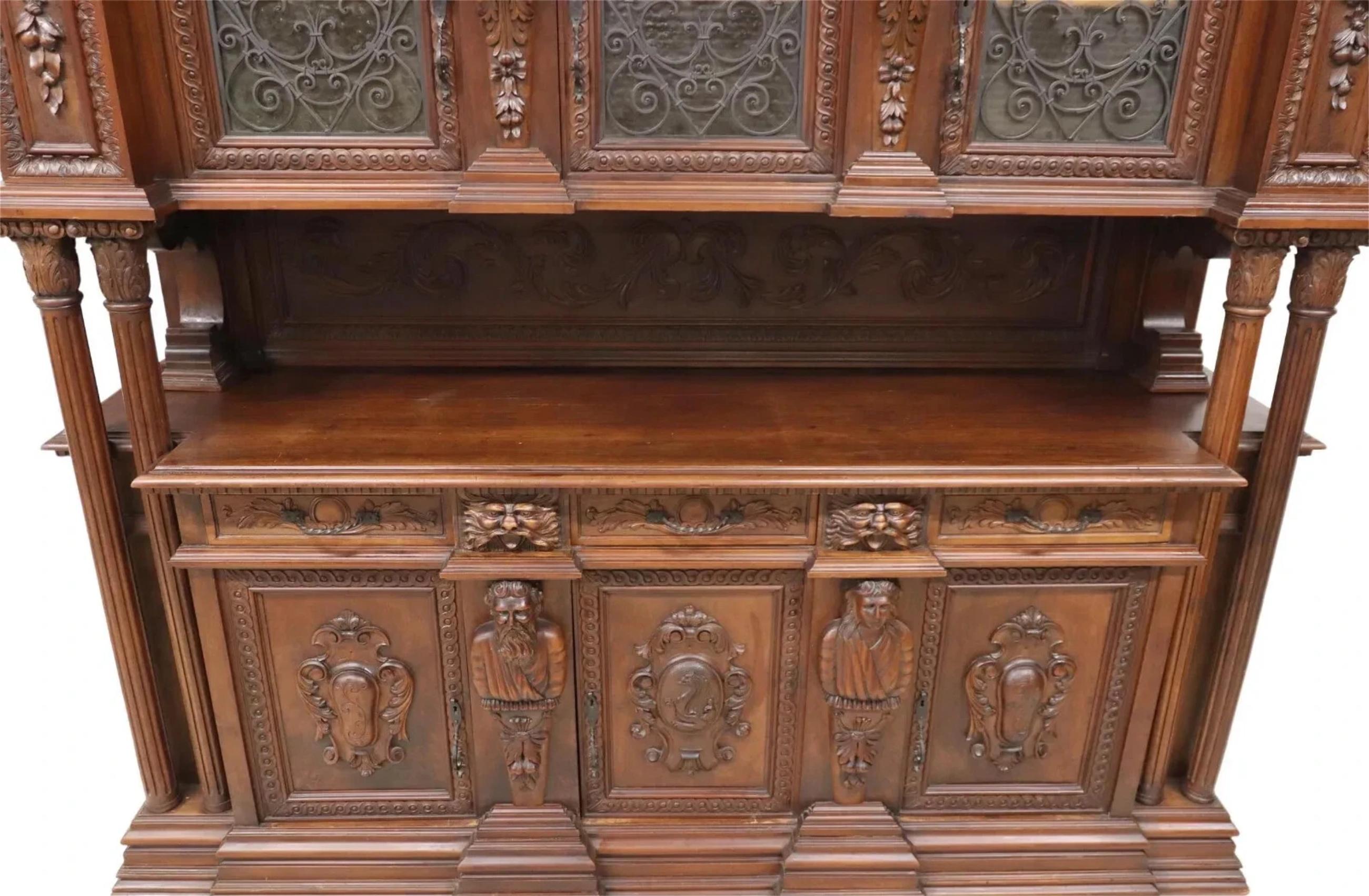 Unknown E. 1900s Antique Monumental, Fine Carved, Renaiss. Revival, Walnut Sideboard!! For Sale