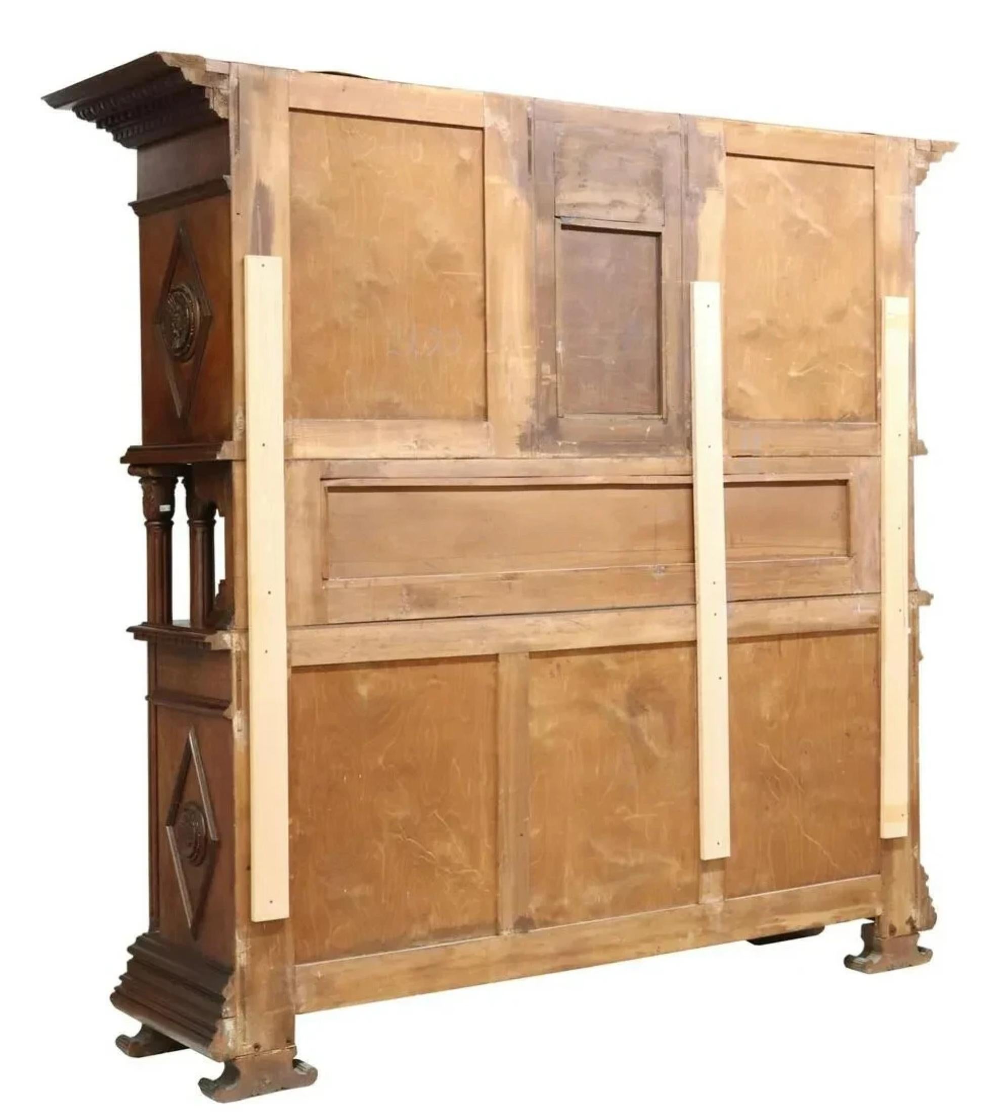 E. 1900s Antique Monumental, Fine Carved, Renaissance Revival, Walnut Sideboard! For Sale 2