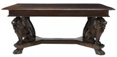 E. 1900s Lions, Italian Renaissance Revival, Carved, Walnut Extension Table!
