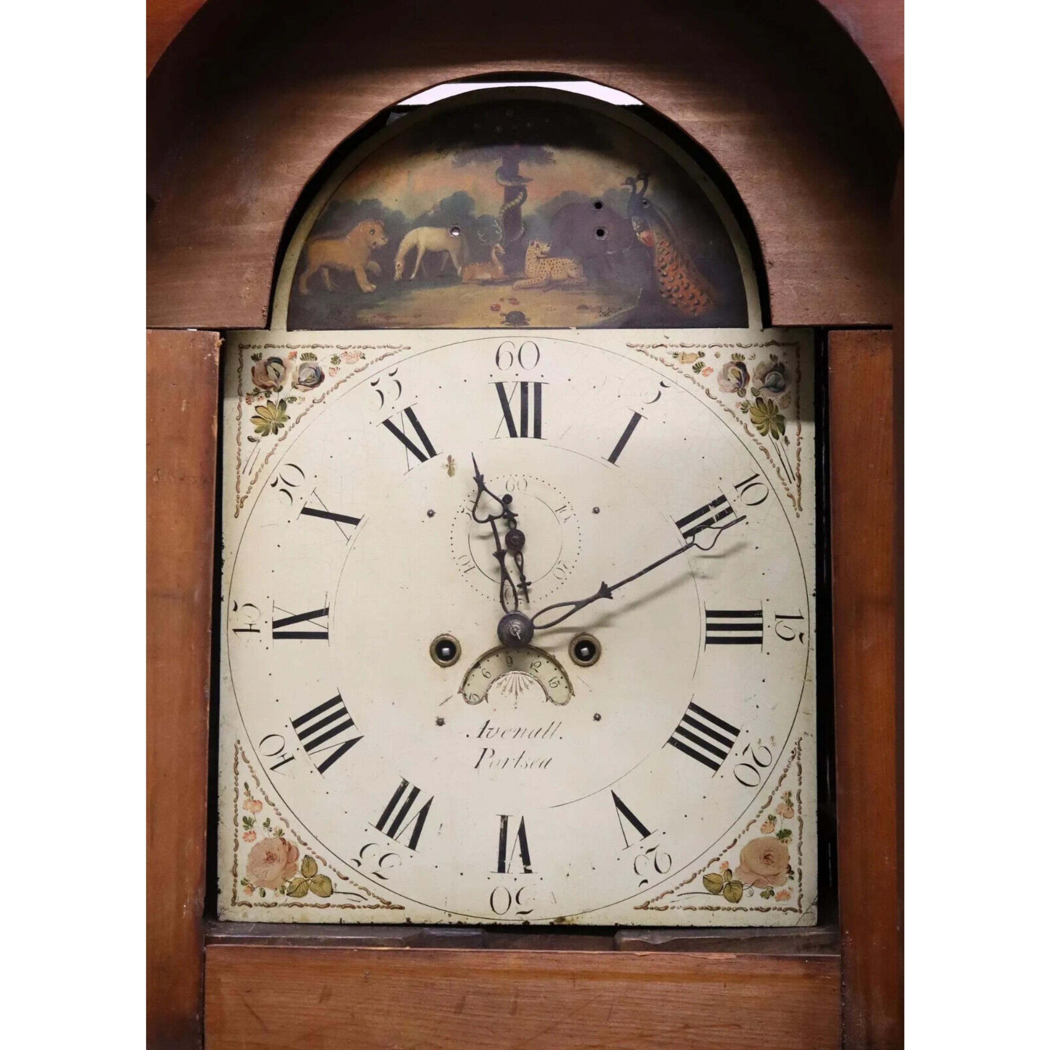19th Century E. 19th C. Antique English William IV, Mahogany, Striking, Longcase Clock For Sale