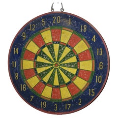 E. 20th C Hand Painted Double Sided Dart Board