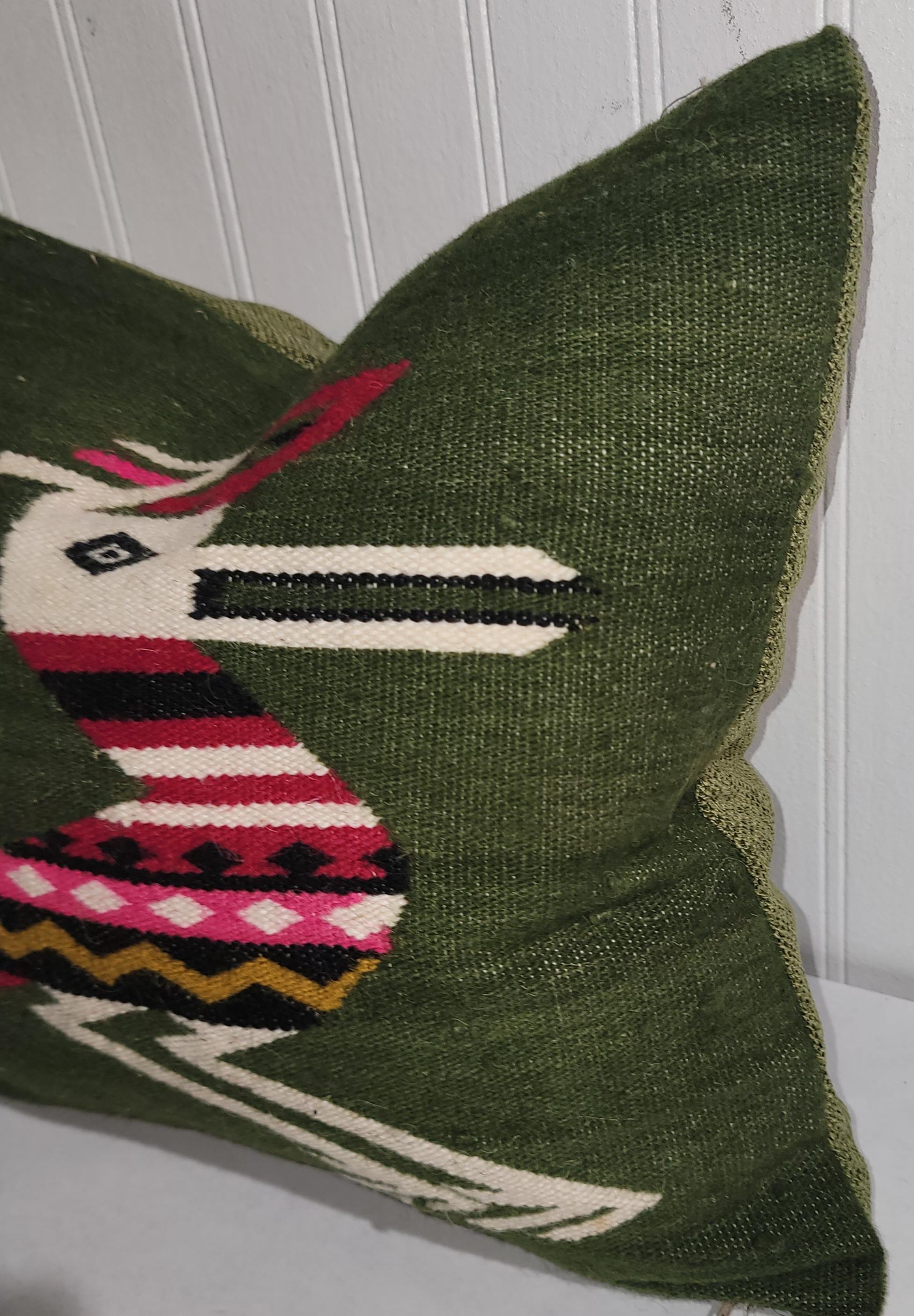 American E. 20thc Wool Road Runner Pillow For Sale