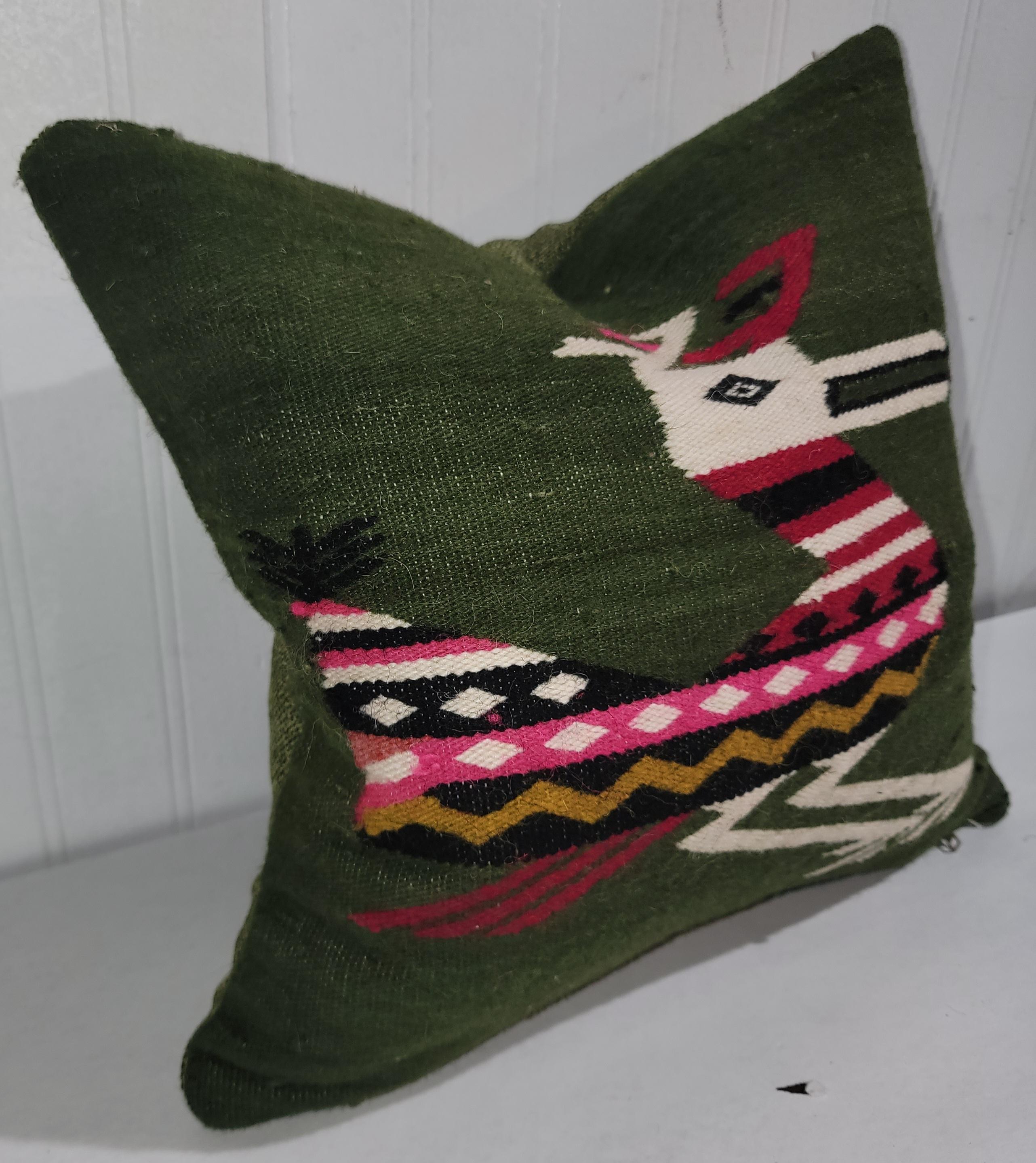 E. 20thc Wool Road Runner Pillow In Good Condition For Sale In Los Angeles, CA