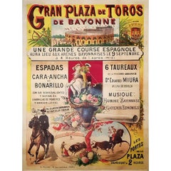 Original Poster of Corrida by E.A.D. from 1890 Gran plaza de toros Bayonne