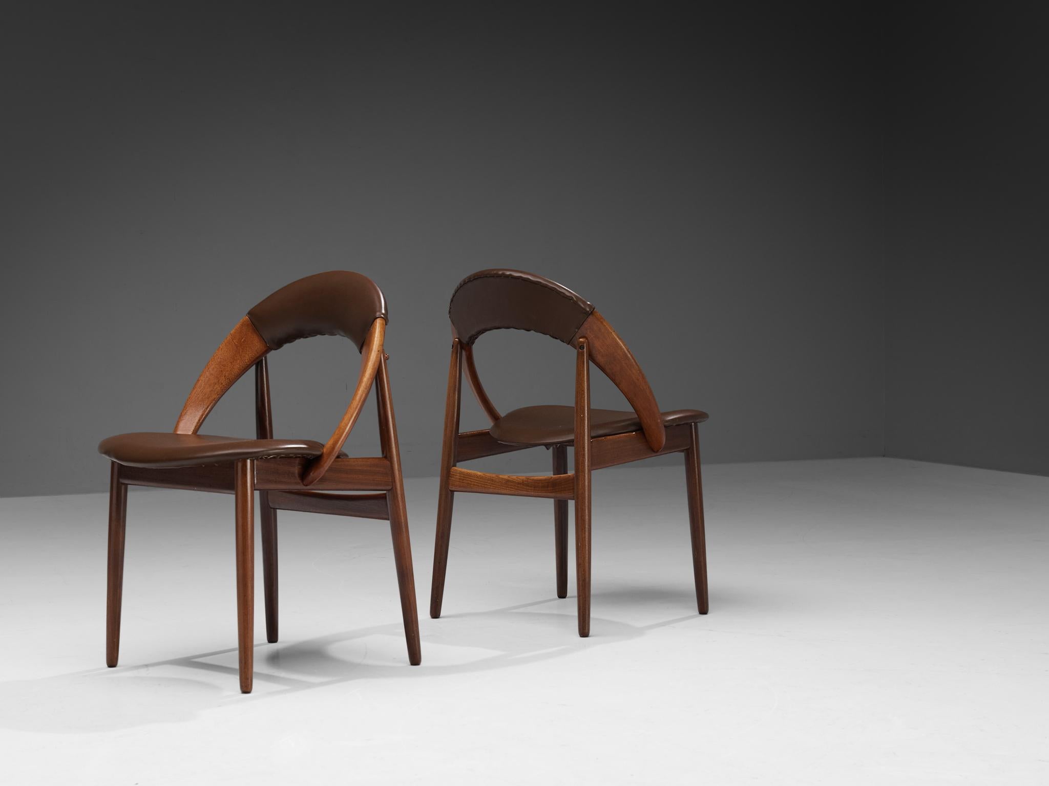 E. A. Johansson & A. H. Olsen Set of Six Chairs in Teak and Leatherette  4