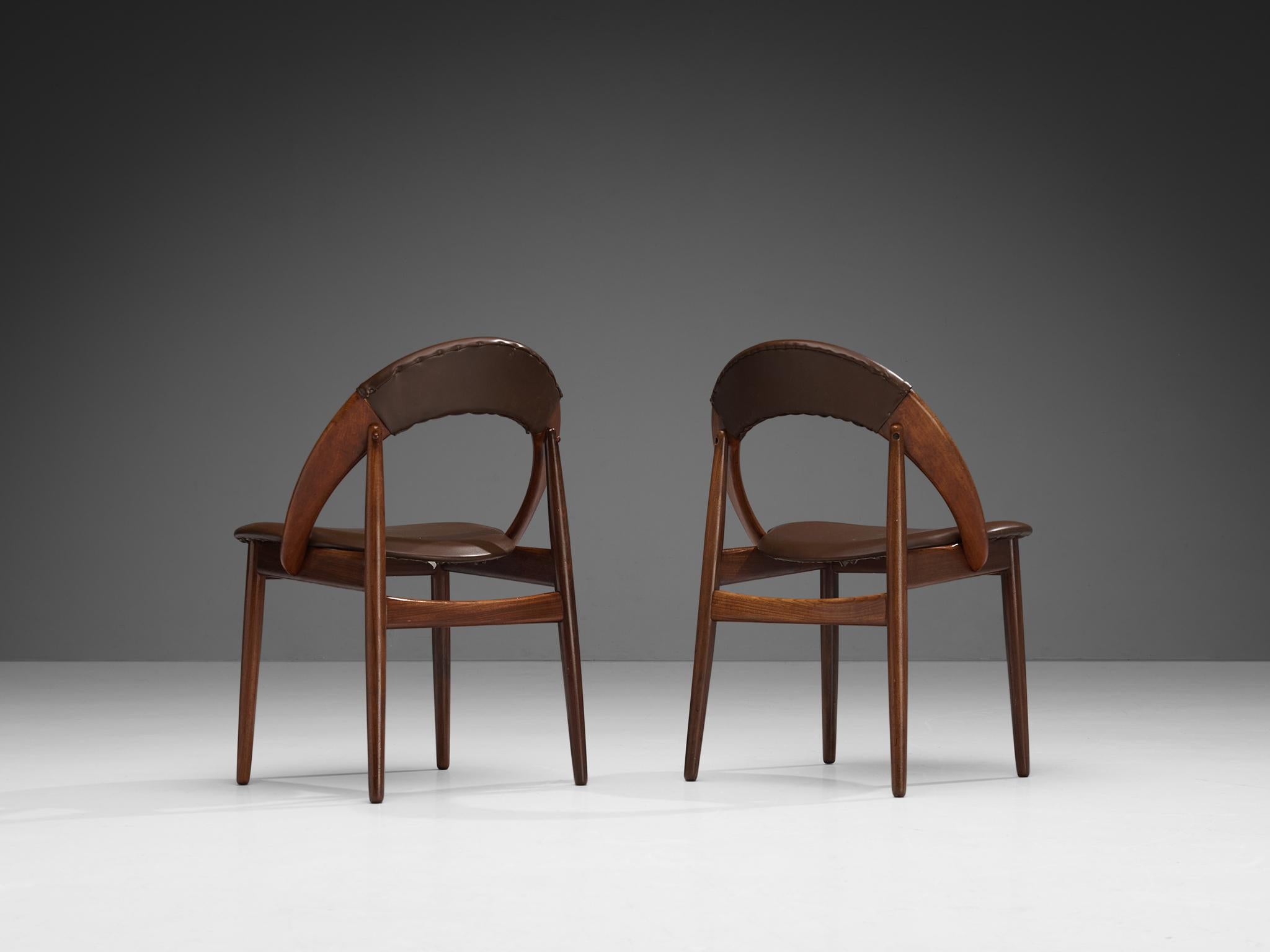 E. A. Johansson & A. H. Olsen Set of Six Chairs in Teak and Leatherette  6