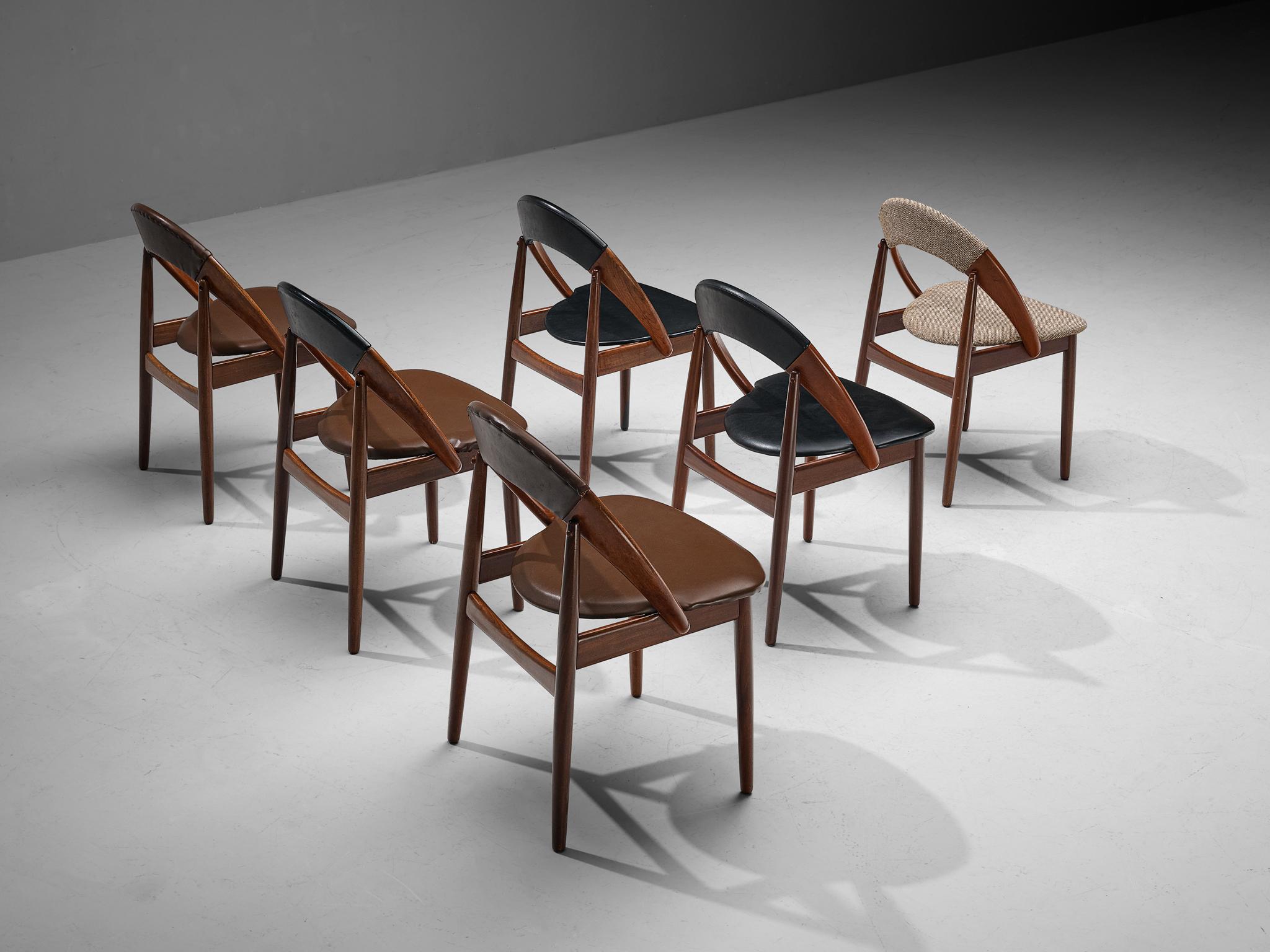 E. A. Johansson & A. H. Olsen Set of Six Chairs in Teak and Leatherette  2