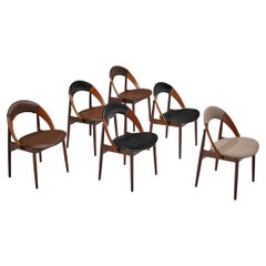 E. A. Johansson & A. H. Olsen Set of Six Chairs in Teak and Leatherette 