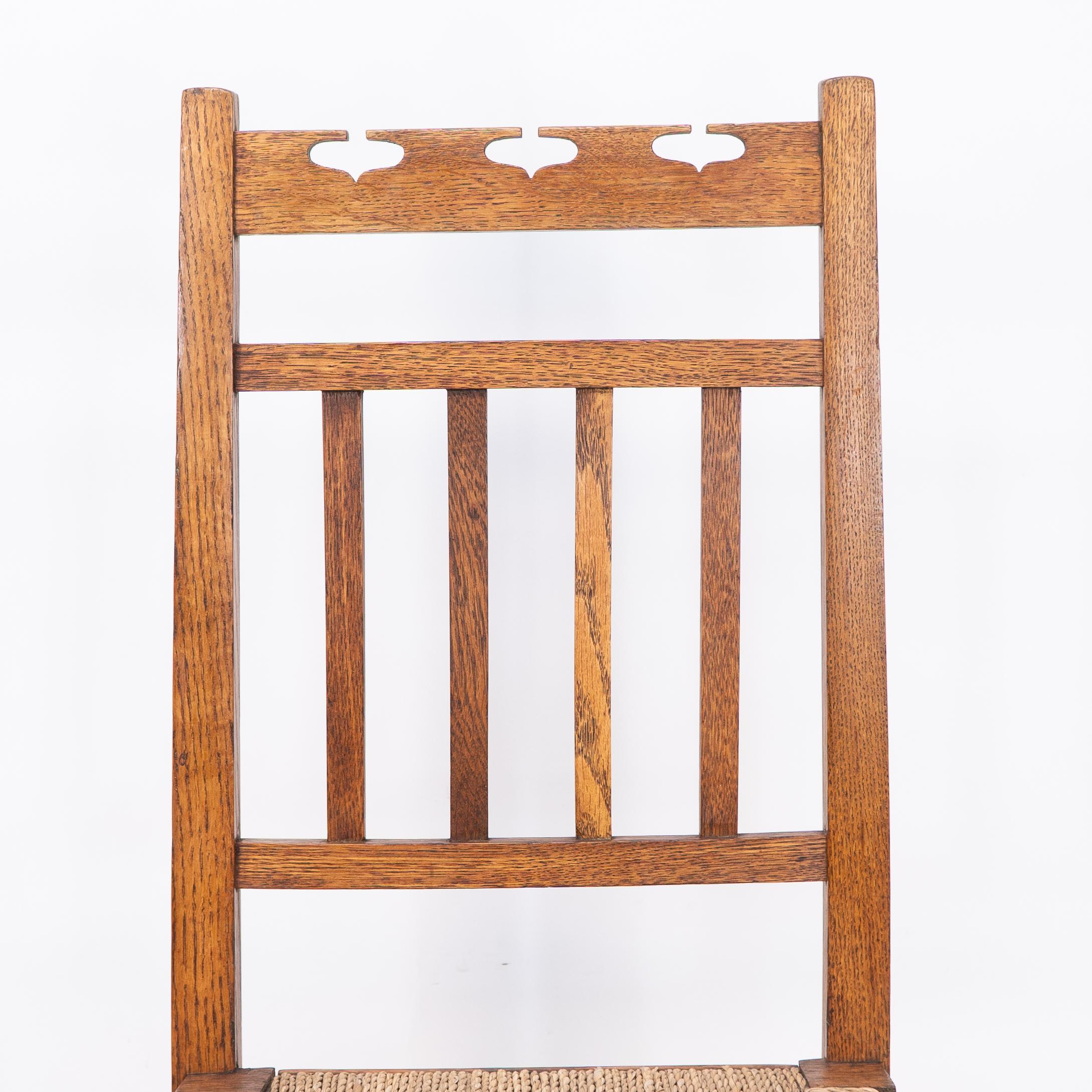 Early 20th Century E A Taylor attri for Wylie & Lochhead. An Arts & Crafts side or bedroom chair For Sale
