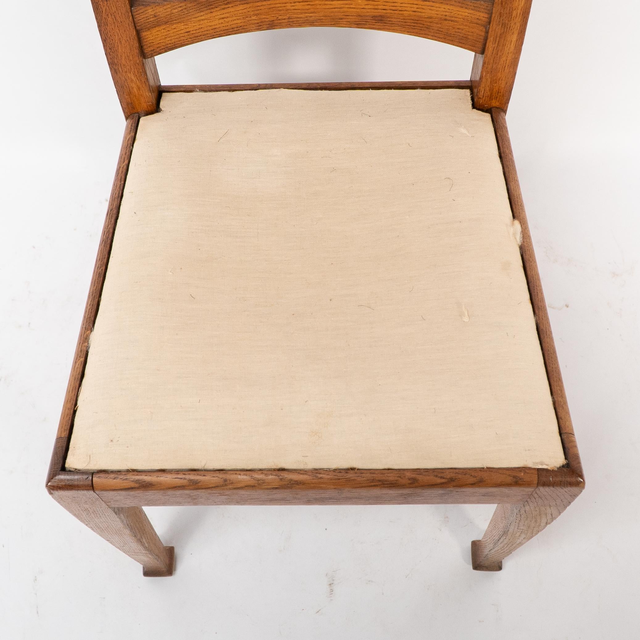 E A Taylor for Wylie & Lochhead. A set of four Arts and Crafts oak dining chairs 5