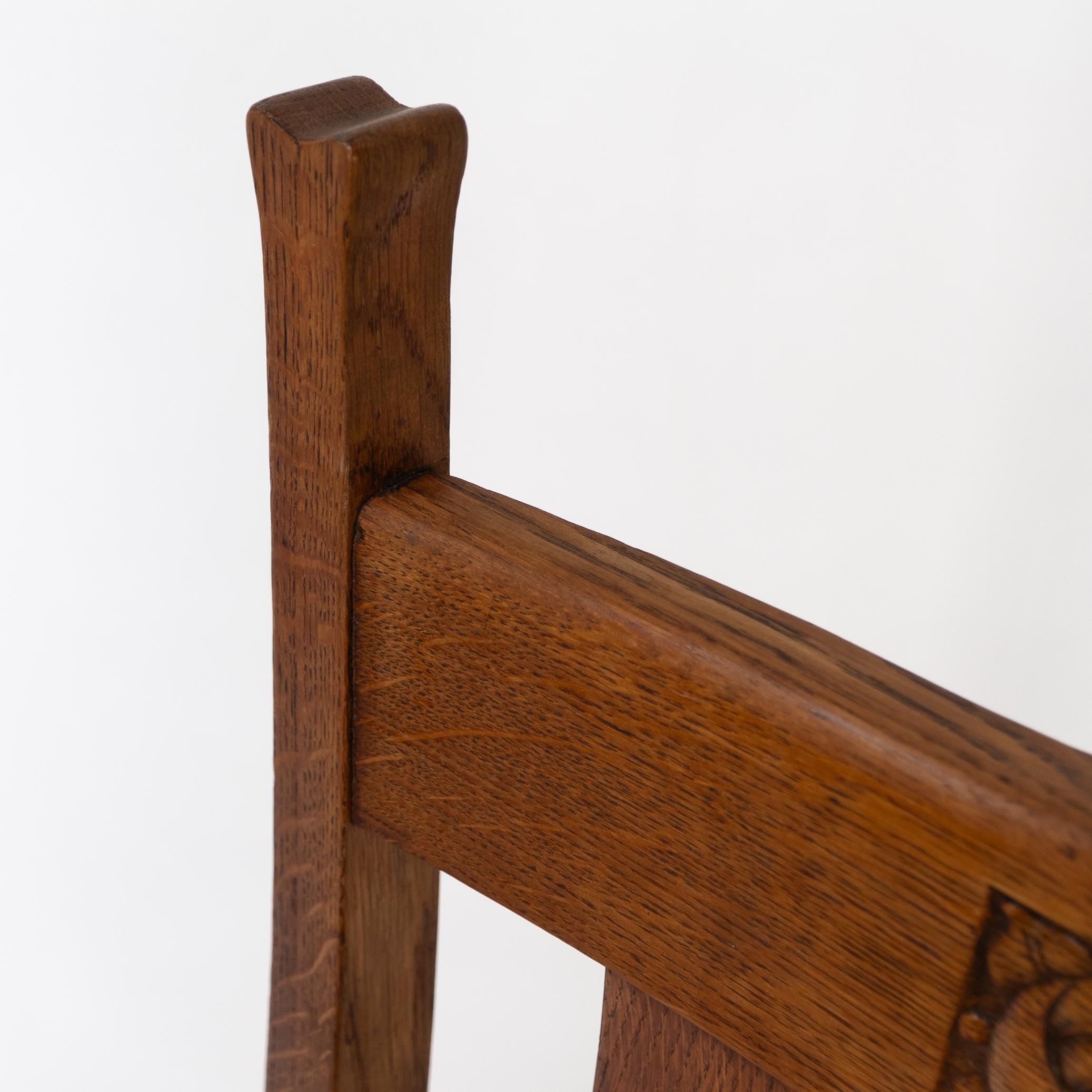 E A Taylor for Wylie & Lochhead. A set of four Arts and Crafts oak dining chairs 3