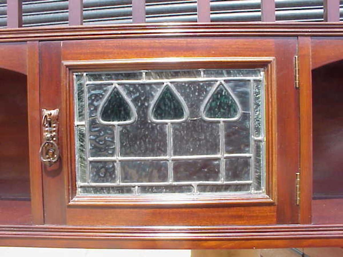 Arts and Crafts E A Taylor for Wylie & Lochhead Arts & Crafts Display Cabinet with Heart Details For Sale