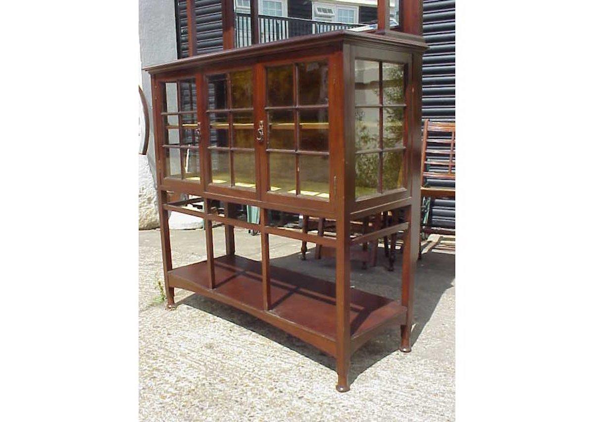 Glass E A Taylor for Wylie & Lochhead Arts & Crafts Display Cabinet with Heart Details For Sale