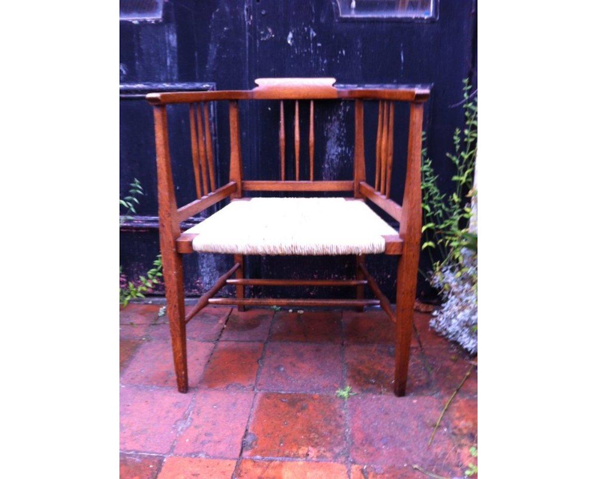 Hand-Crafted E A Taylor, Wylie and Lochhead or Shapland & Petter. A Fine Rush Seated Armchair