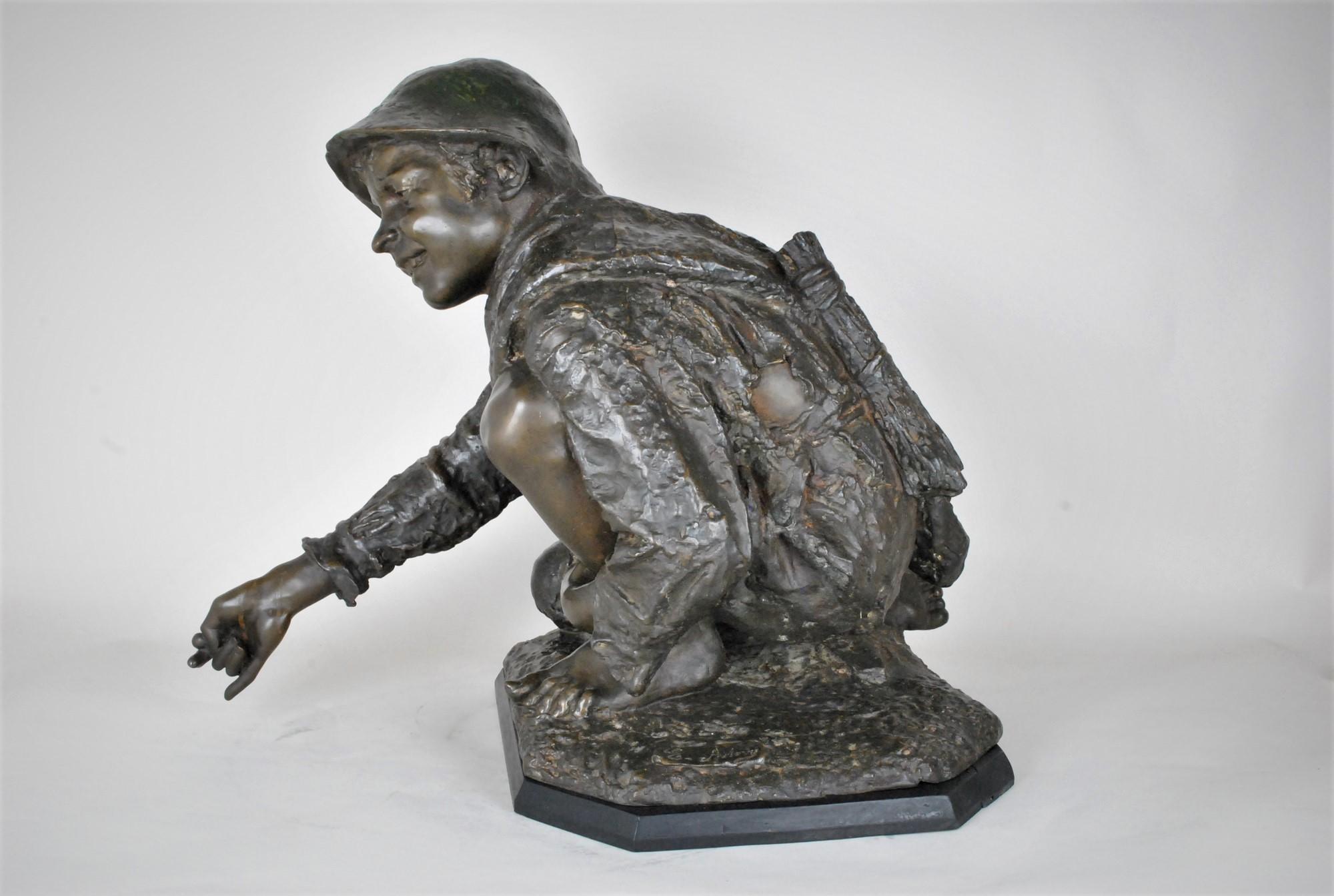 E Astorri, Marble Player, Signed Bronze, Late 19th / Early 20th Century For Sale 2