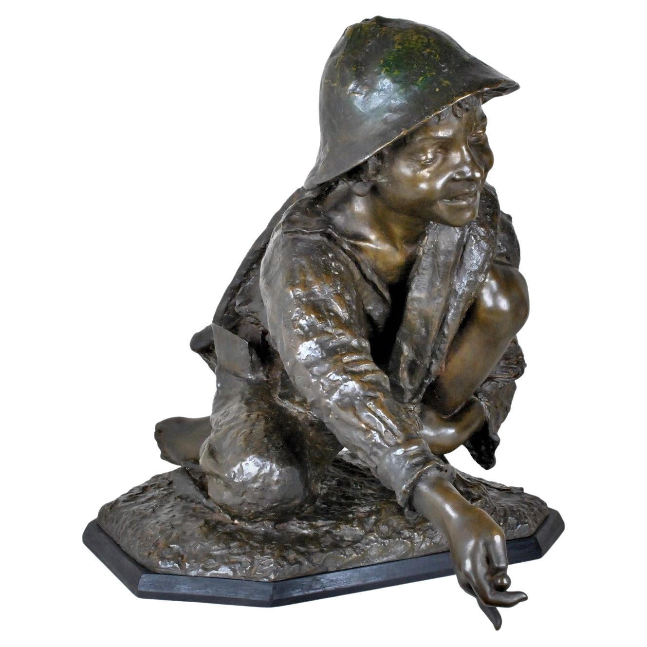 E Astorri, Marble Player, Signed Bronze, Late 19th / Early 20th Century For Sale