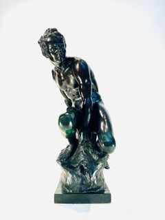E. Aurelio italian Art Deco brown bronze male circa 1930