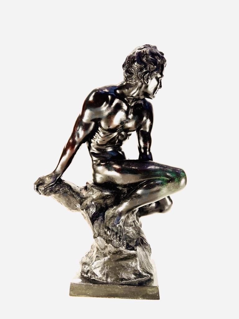 International Style E. Aurelio maschio in bronzo marrone Art Deco italiano circa 1930 in vendita