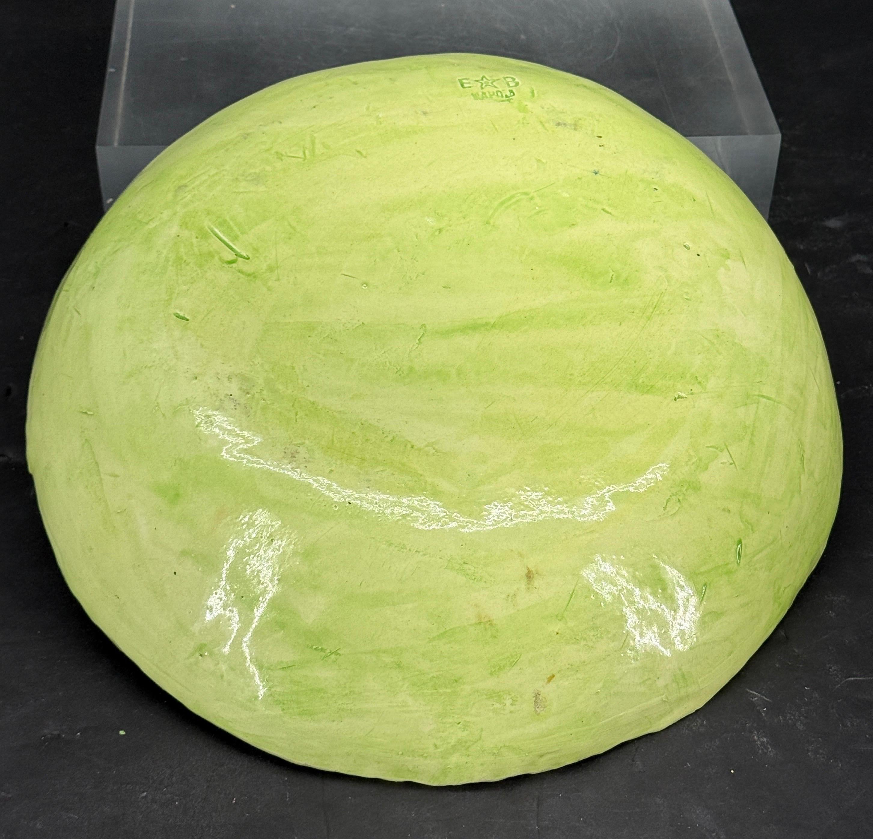 E B Napoli Maiolica Napoliware Piatto ciotola Uccello Foglia di Cavolo in vendita 2