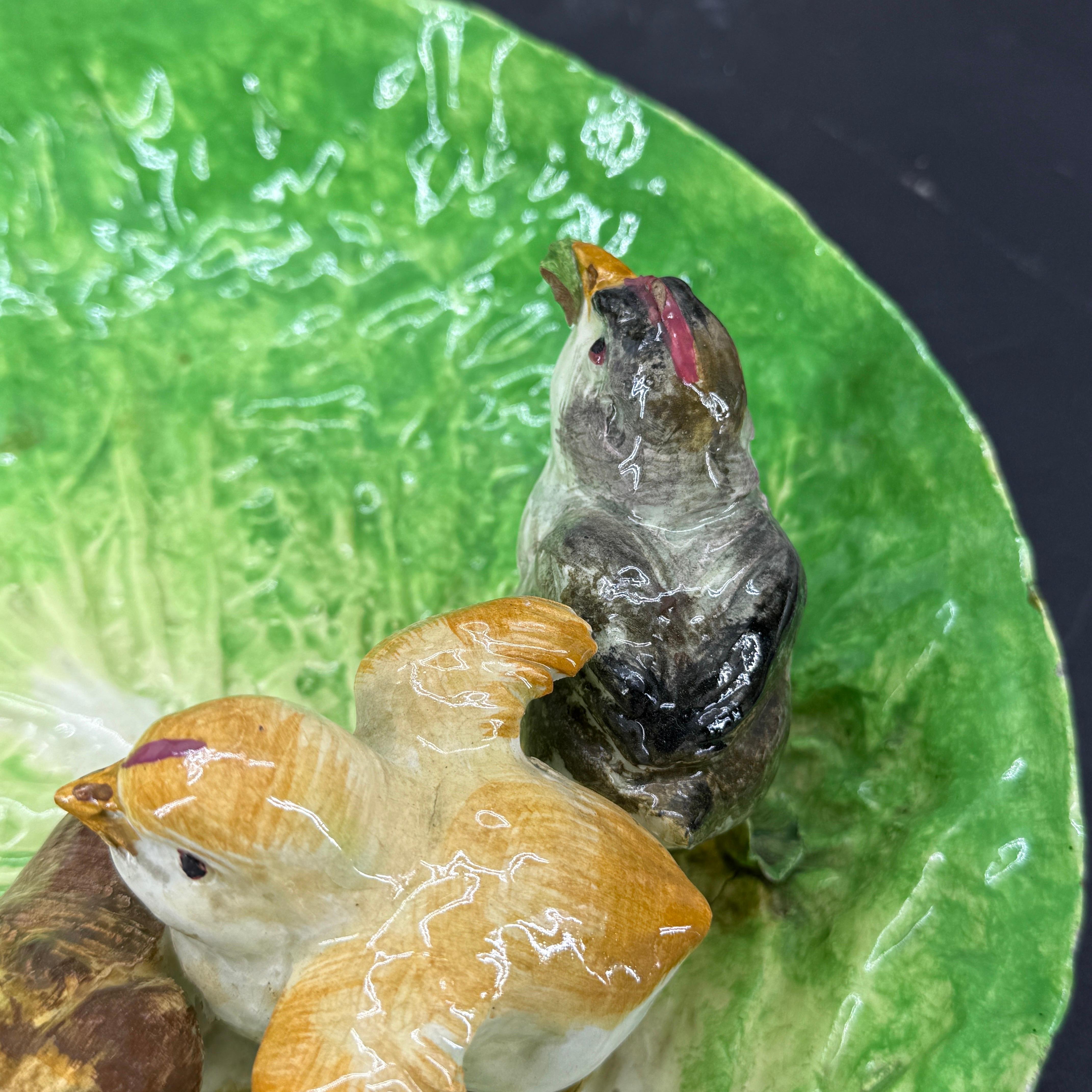 E B Napoli Maiolica Napoliware Piatto ciotola Uccello Foglia di Cavolo in vendita 10