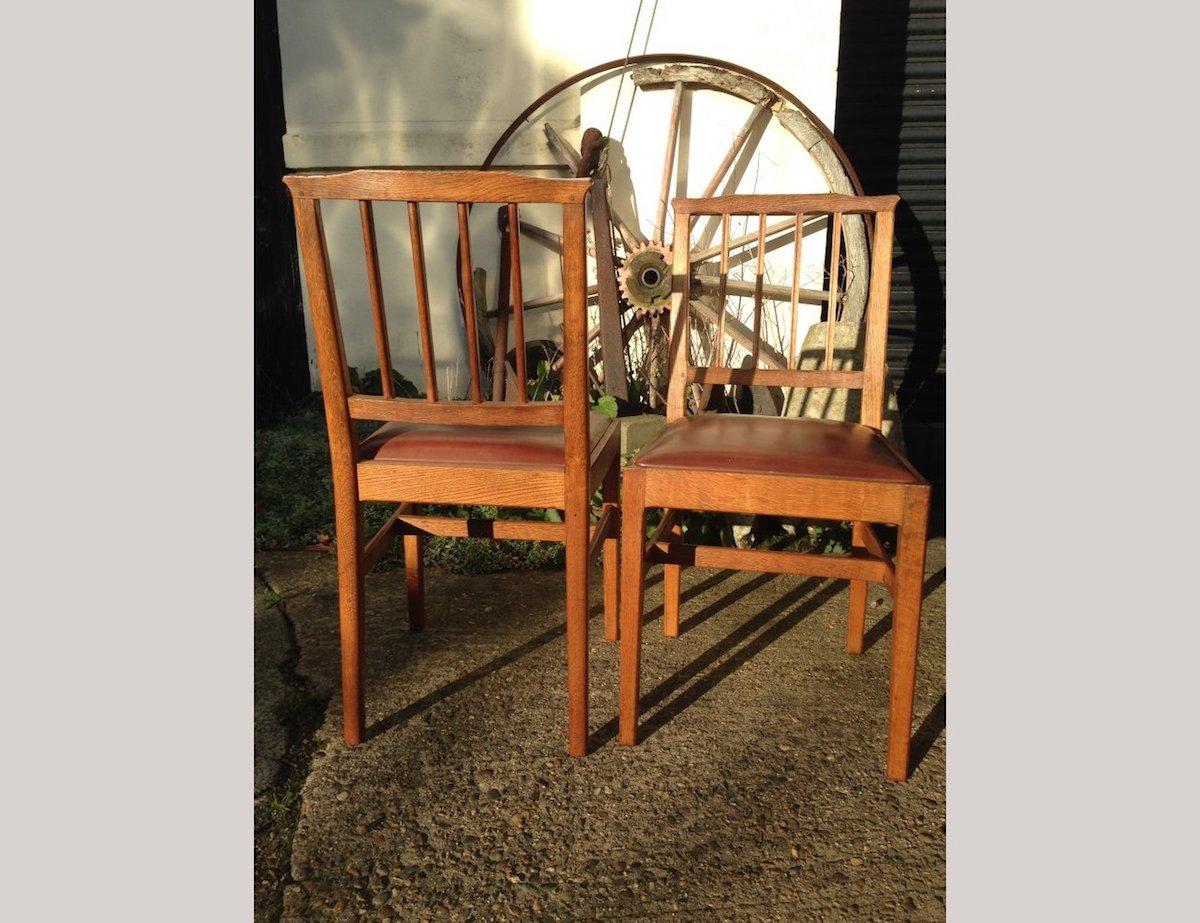 Arts and Crafts E Barnsley for the Rural Industries Bureau Six Arts & Crafts Oak Dining Chairs For Sale