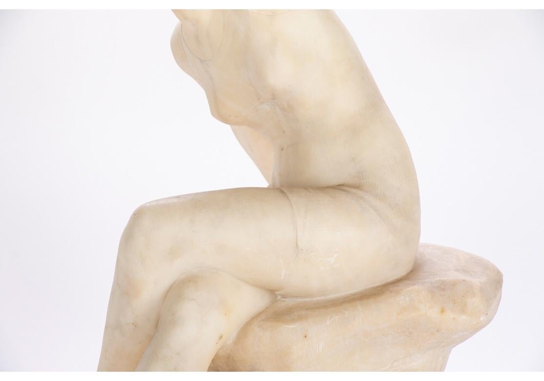 E. Battiglia 'Italy, 19th-20th Century' Alabaster, Bathing Beauty Figure 7