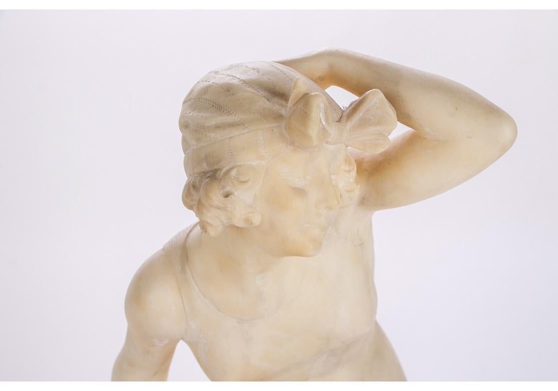 Italian E. Battiglia 'Italy, 19th-20th Century' Alabaster, Bathing Beauty Figure