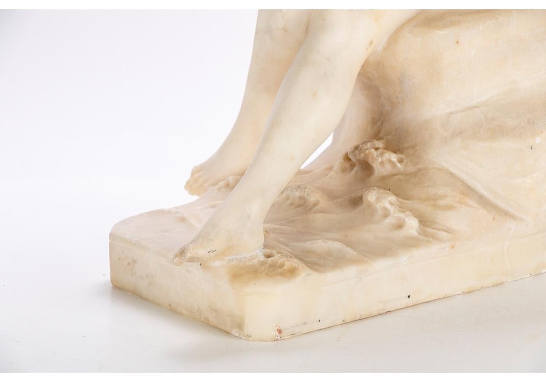E. Battiglia 'Italy, 19th-20th Century' Alabaster, Bathing Beauty Figure 3