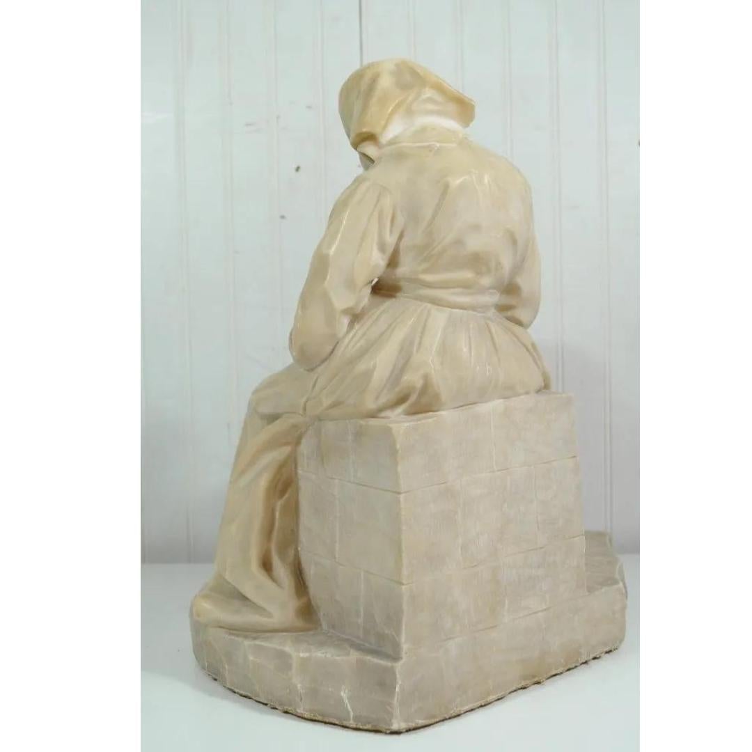 E Battiglia La Favola Della Nonna Alabaster Italian Sculpture Tale of Grandma For Sale 6