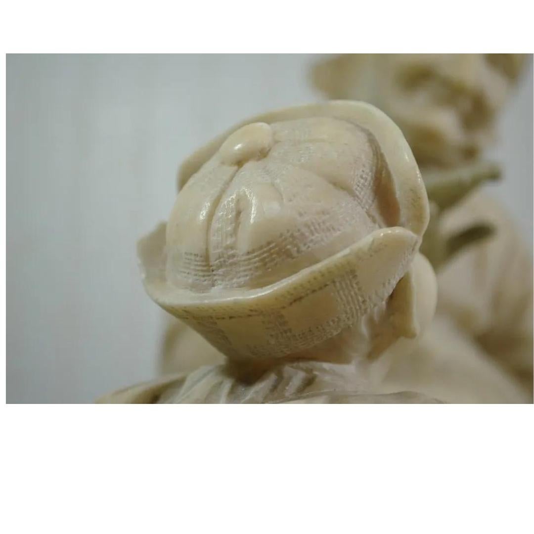 E Battiglia La Favola Della Nonna Alabaster Italian Sculpture Tale of Grandma For Sale 7