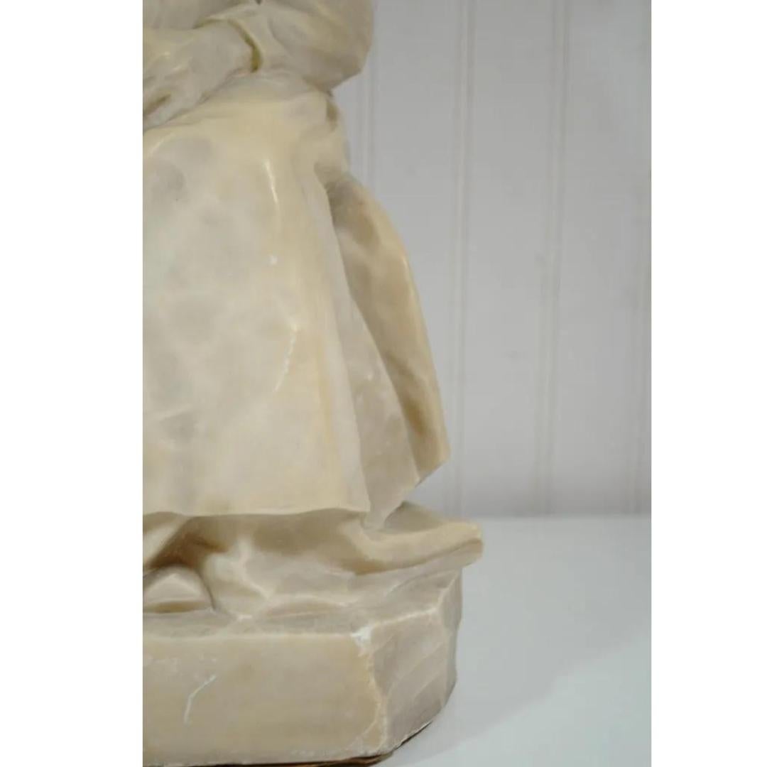 E Battiglia La Favola Della Nonna Alabaster Italian Sculpture Tale of Grandma For Sale 3