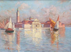 Painting Venice San Giorgio Maggiore Laguna French Art nouveau 20th