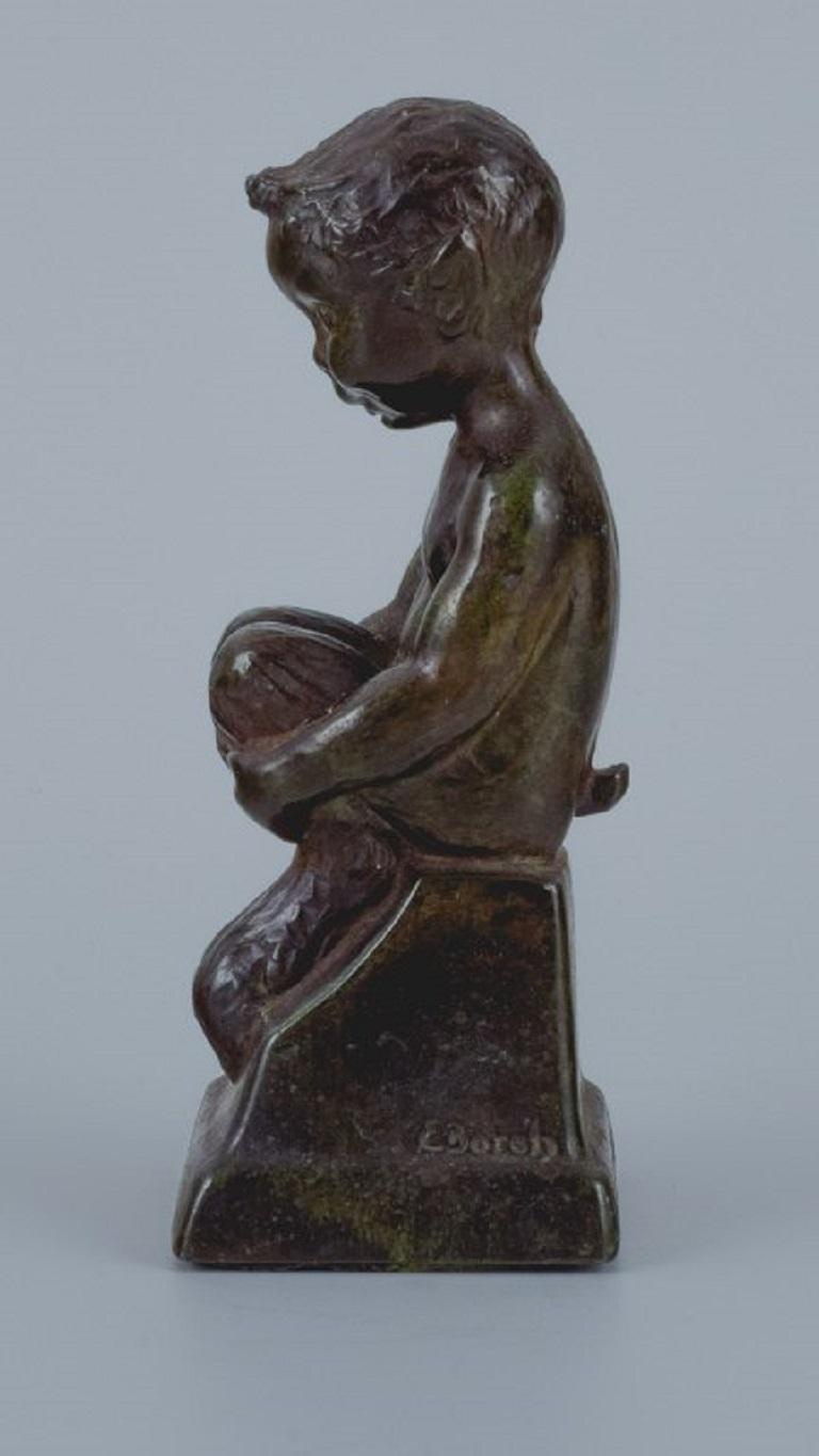Art Deco E. Borch for Just Andersen, Figure of a Faun in Disco Metal, 1940s