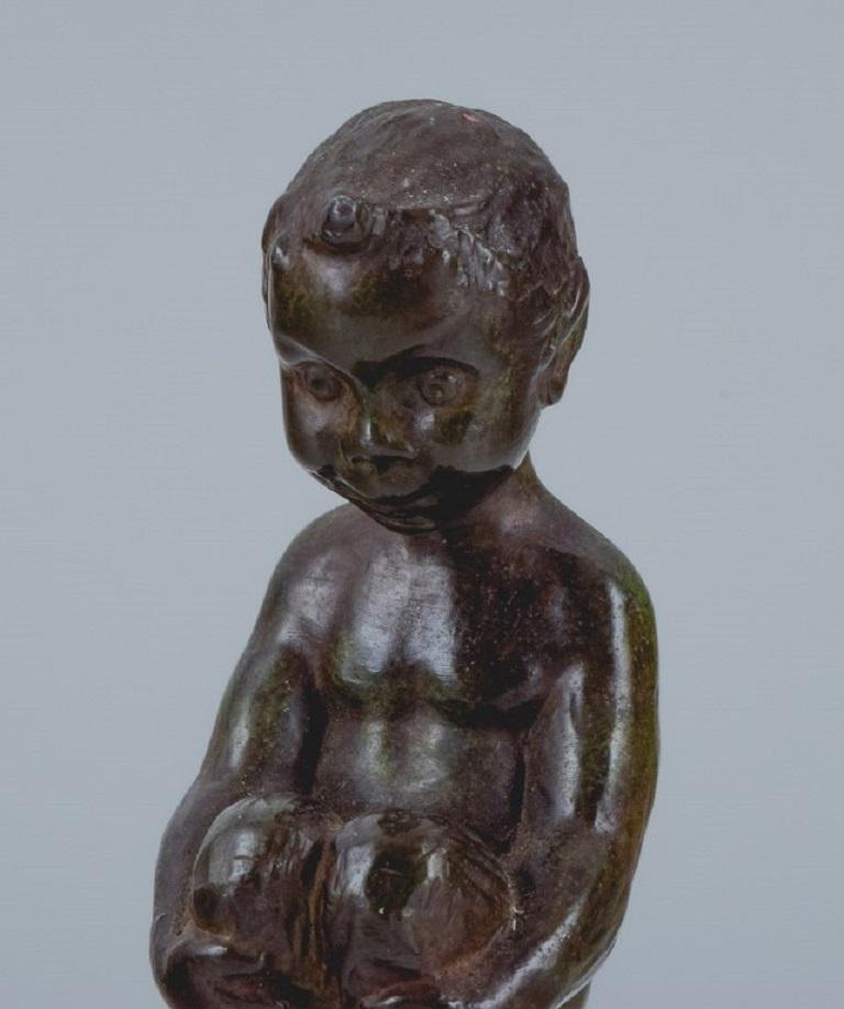 E. Borch for Just Andersen, Figure of a Faun in Disco Metal, 1940s In Good Condition In Copenhagen, DK