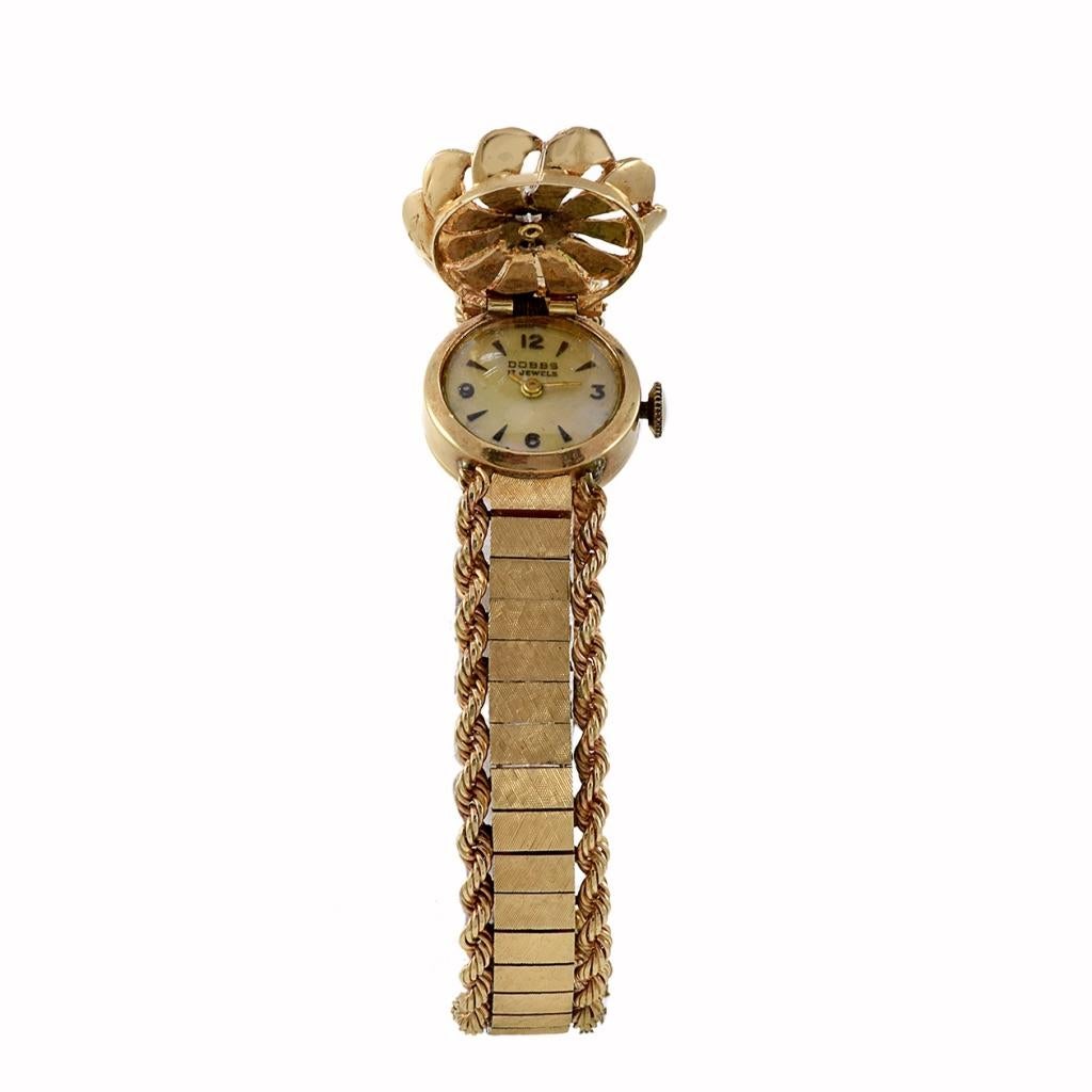 E. Brandt 14K Gold and Diamond Bracelet Watch In Good Condition For Sale In New York, NY